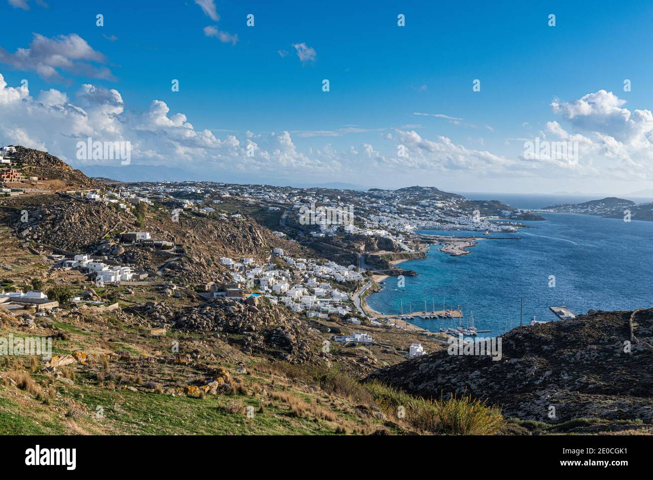 Vue sur Mykonos, les Cyclades, les îles grecques, la Grèce, l'Europe Banque D'Images