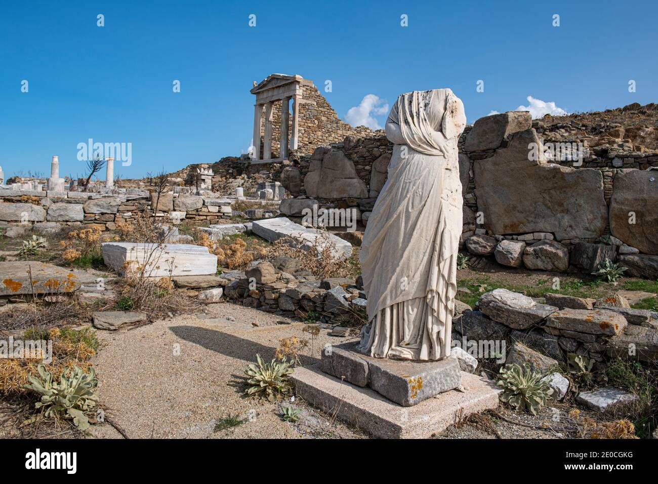 Delos, site classé au patrimoine mondial de l'UNESCO, près de Mykonos, Cyclades, Iles grecques, Grèce, Europe Banque D'Images