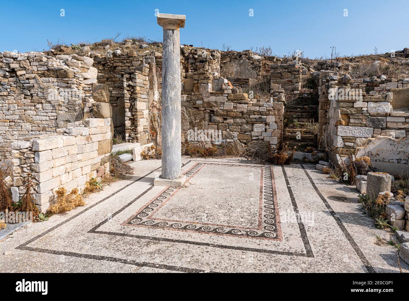 Delos, site classé au patrimoine mondial de l'UNESCO, près de Mykonos, Cyclades, Iles grecques, Grèce, Europe Banque D'Images