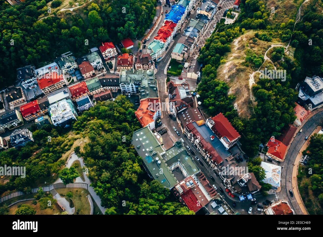 Vue aérienne panoramique sur la descente Andreevsky Banque D'Images