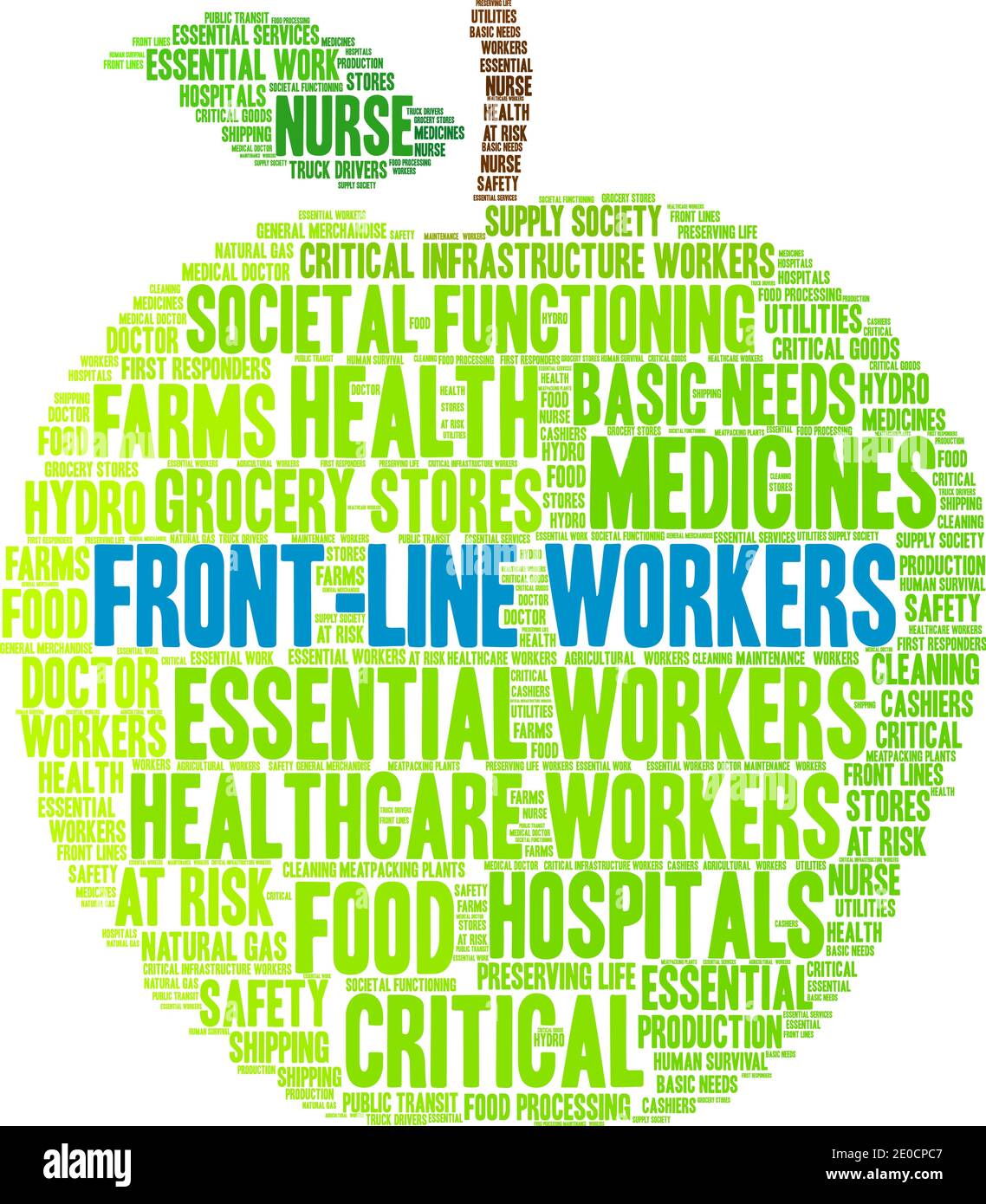 Nuage de mots pour les employés de front Line sur fond blanc. Illustration de Vecteur