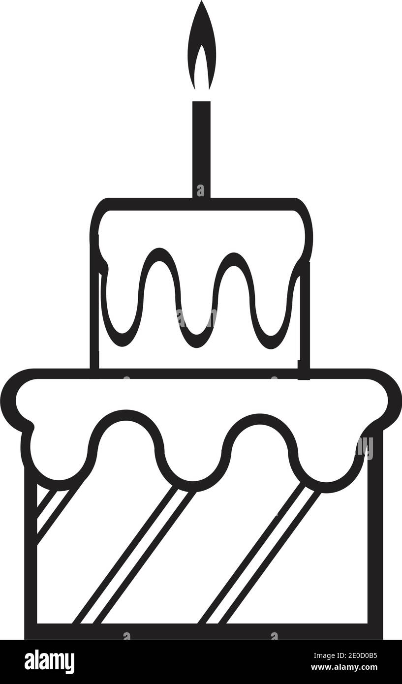 Modele De Dessin Vectoriel D Icone De Gateau D Anniversaire Image Vectorielle Stock Alamy