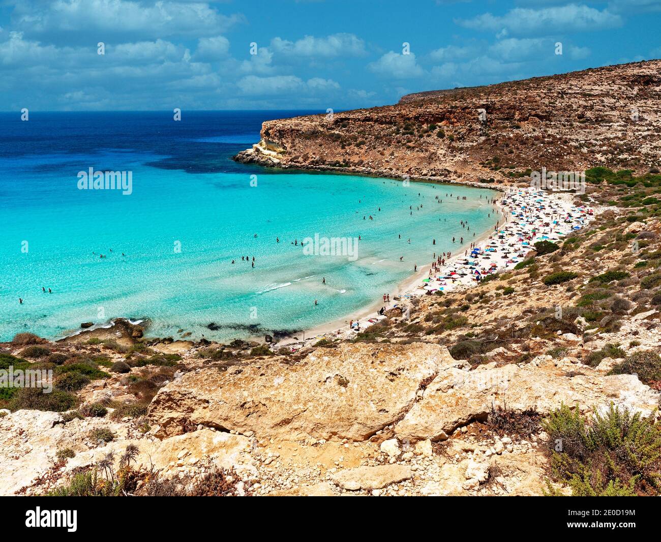 Plage de lapins Lampedusa Sicile paradis plage Spiaggia dei Conigli Banque D'Images