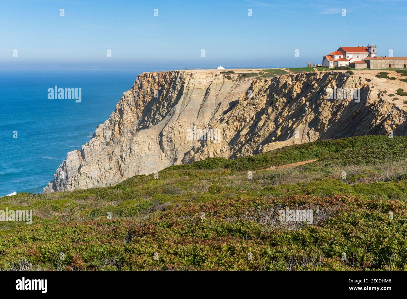 Église du Cap-Espichel Santuario de Nossa Senhora avec paysage Portugal Banque D'Images