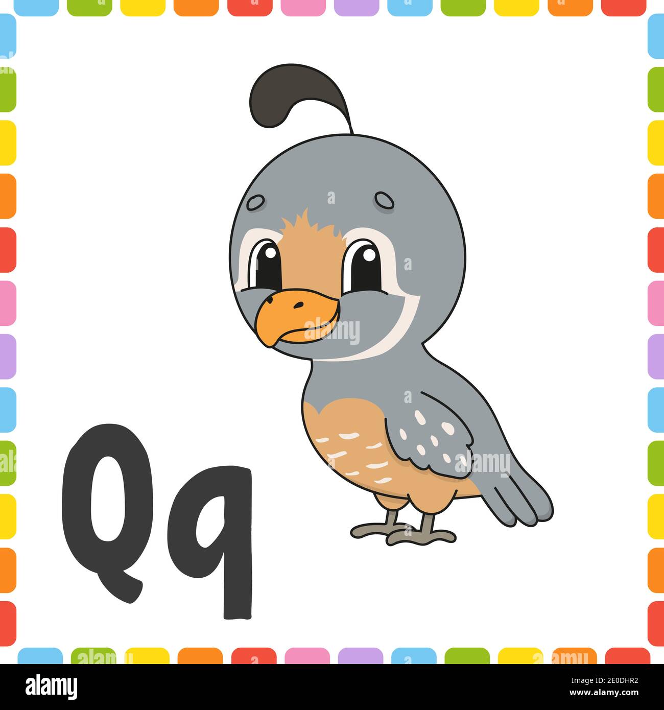 Alphabet drôle. Cartes flash ABC. Joli personnage de dessin animé isolé sur fond blanc. Pour l'éducation des enfants. Lettres d'apprentissage. Illustration vectorielle Illustration de Vecteur