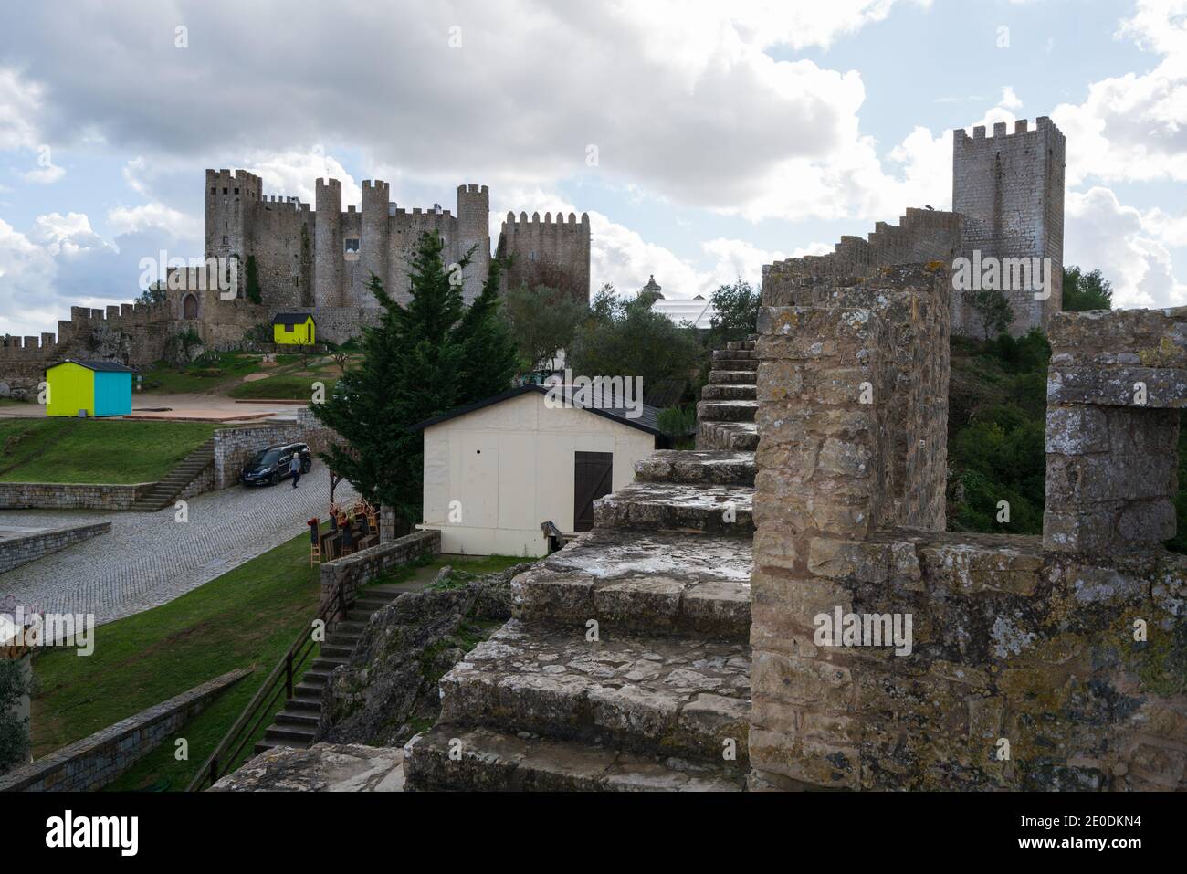 Obidos beau village château fort forteresse tour au Portugal Banque D'Images