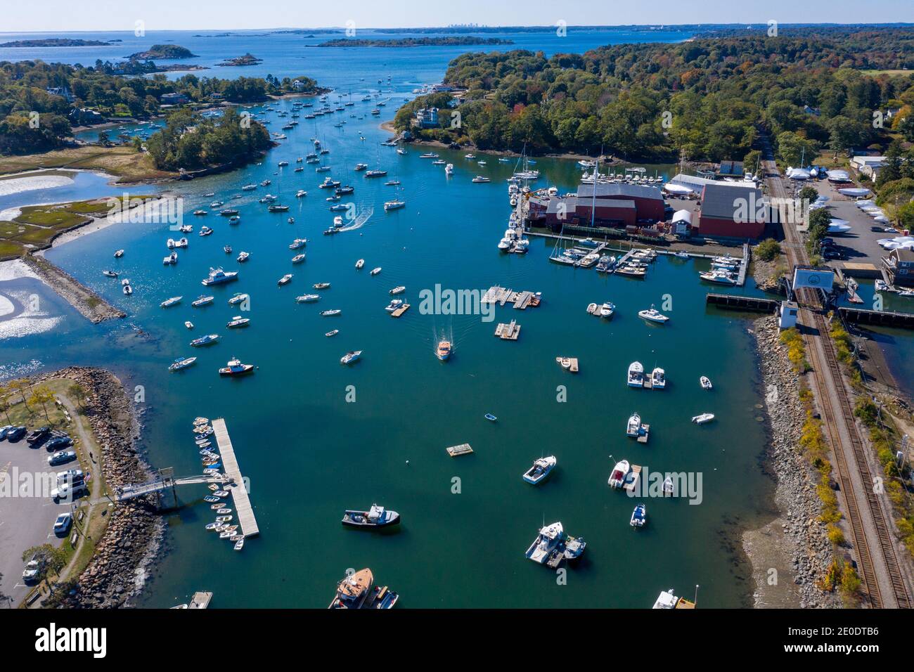 Vue aérienne du port de Manchester, Manchester by the Sea, Massachusetts, États-Unis Banque D'Images