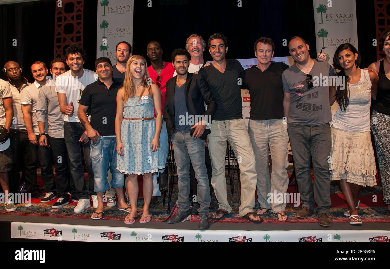 L'humoriste français Jamel Debbouze présente la 2e édition du Festival du Rire de Marrakech, ainsi que Omar Sy, Franck Dubosc, François-Xavier Demaison, Malik Bentalha, Tony Saint Laurent, Berengere Krief et Redouanne Harjane à Marrakech, Morrocco, le 8 juin 2012. Photo de William Stevens/ABACAPRESS.COM Banque D'Images