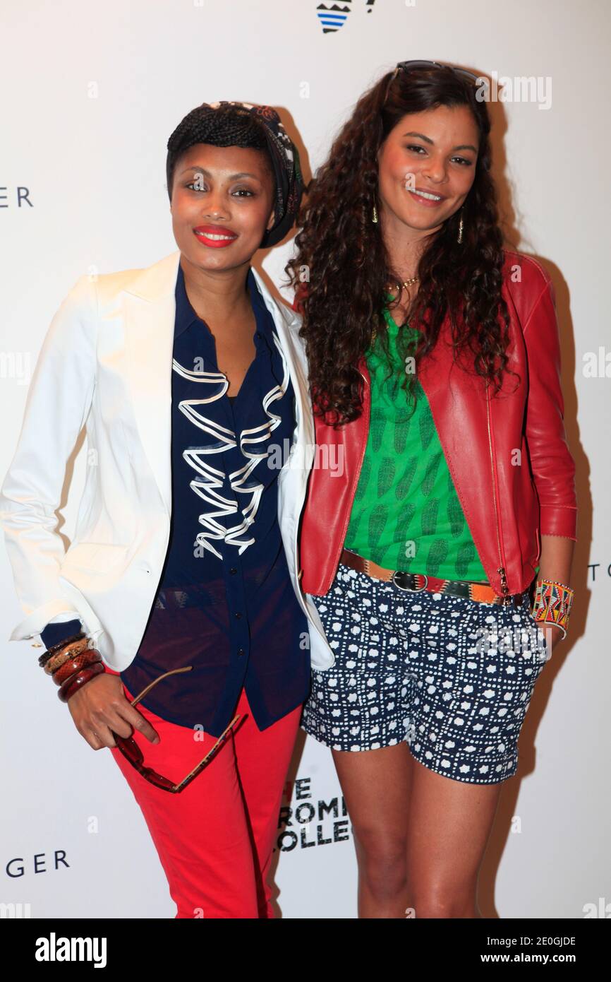 Imany et Yelena Noah participent au lancement de la « Collection Promise » au magasin phare Tommy Hilfiger champs-Elysées à Paris, en France, le 26 avril 2012. La collection Promise vise à réduire considérablement la pauvreté en Afrique d'ici 2015. Photo par ABACAPRESS.COM Banque D'Images