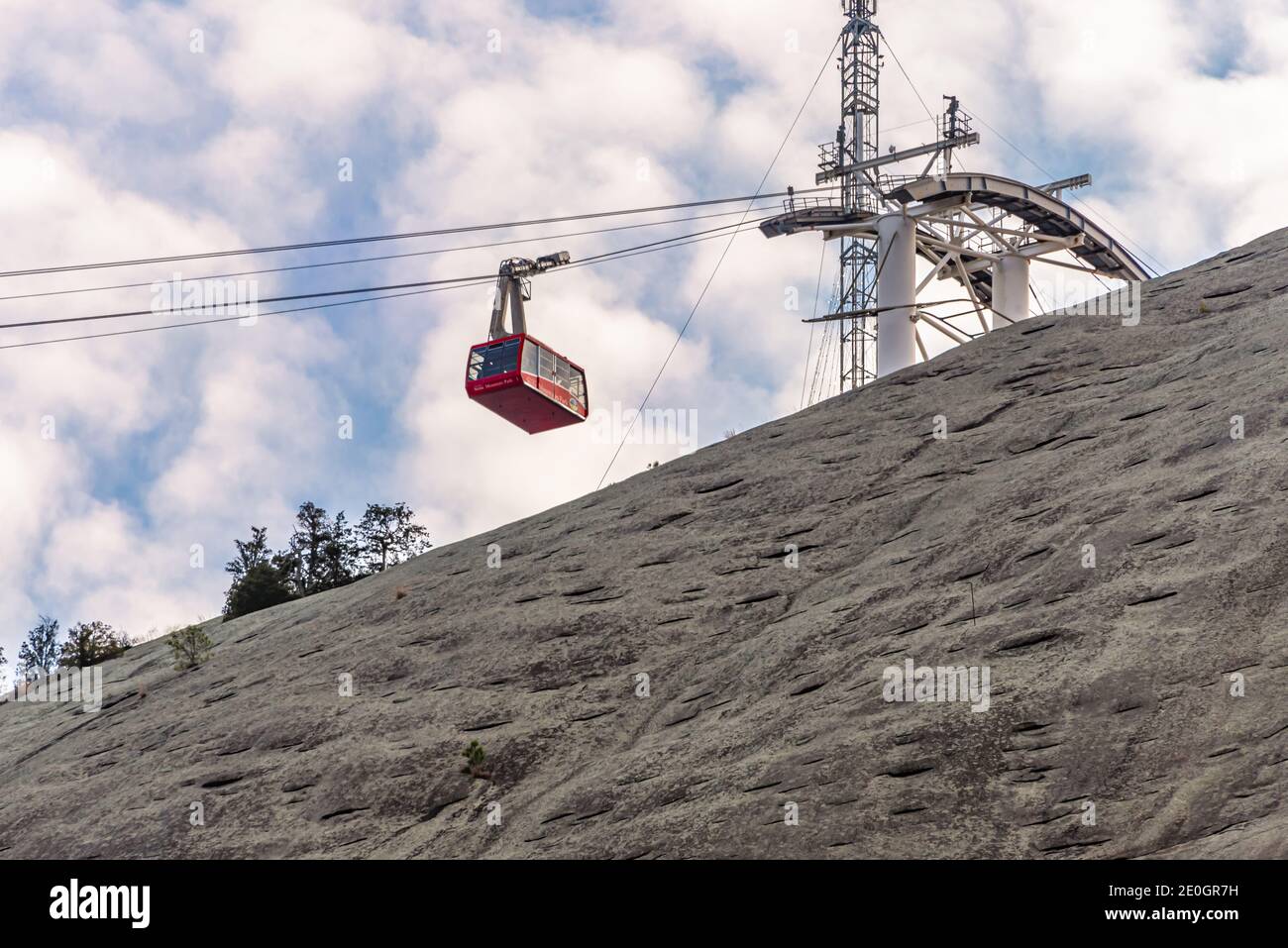 Téléphérique Summit Skyride montant au sommet de 825 pieds de Stone Mountain à Stone Mountain Park à Atlanta, Géorgie. (ÉTATS-UNIS) Banque D'Images