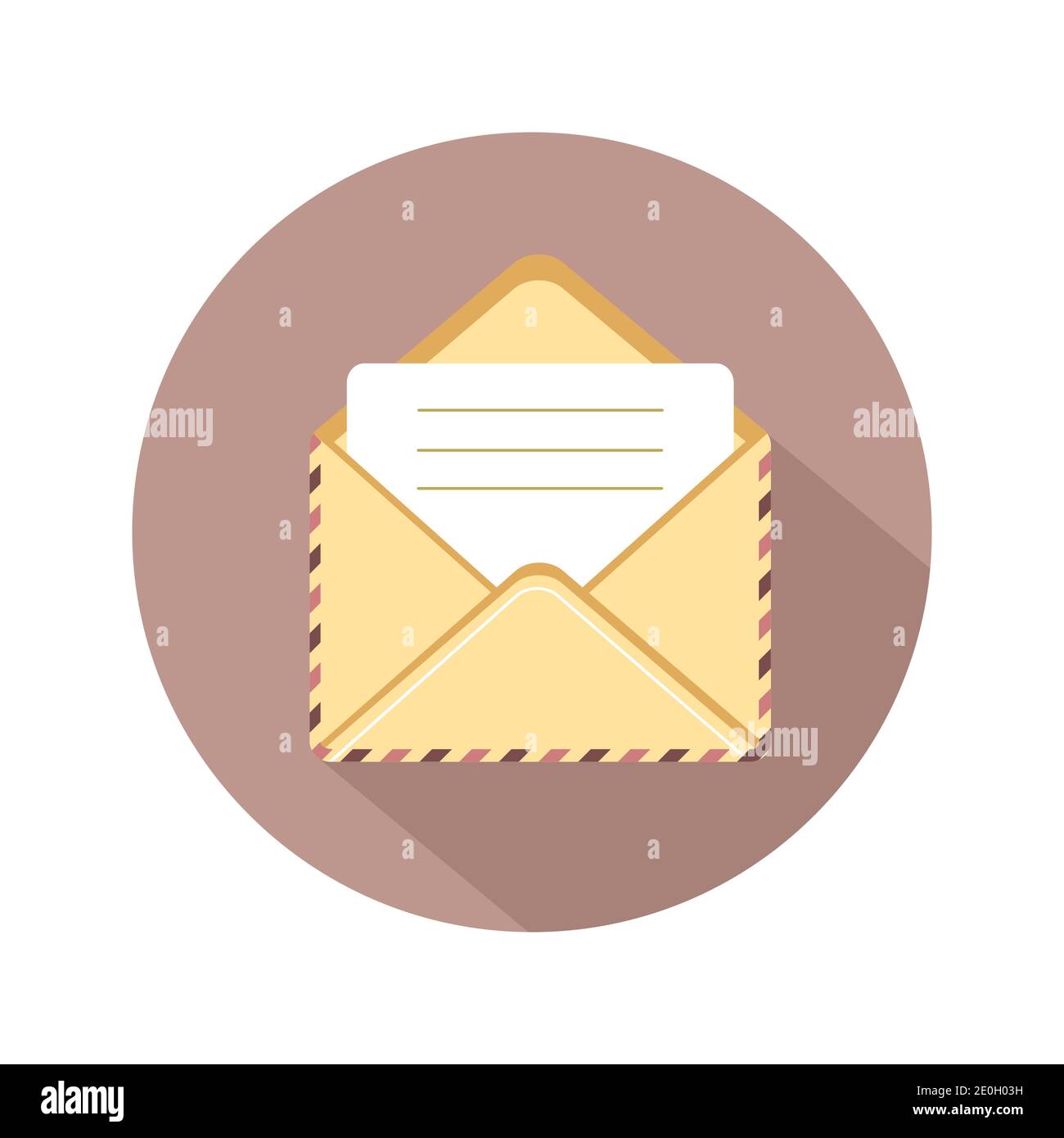Enveloppe avec tampon. Icône E-mail. Carte postale rétro et papier artisanal. Lettre ou correspondance écrite. Illustration vectorielle de style dessin animé plat. Illustration de Vecteur