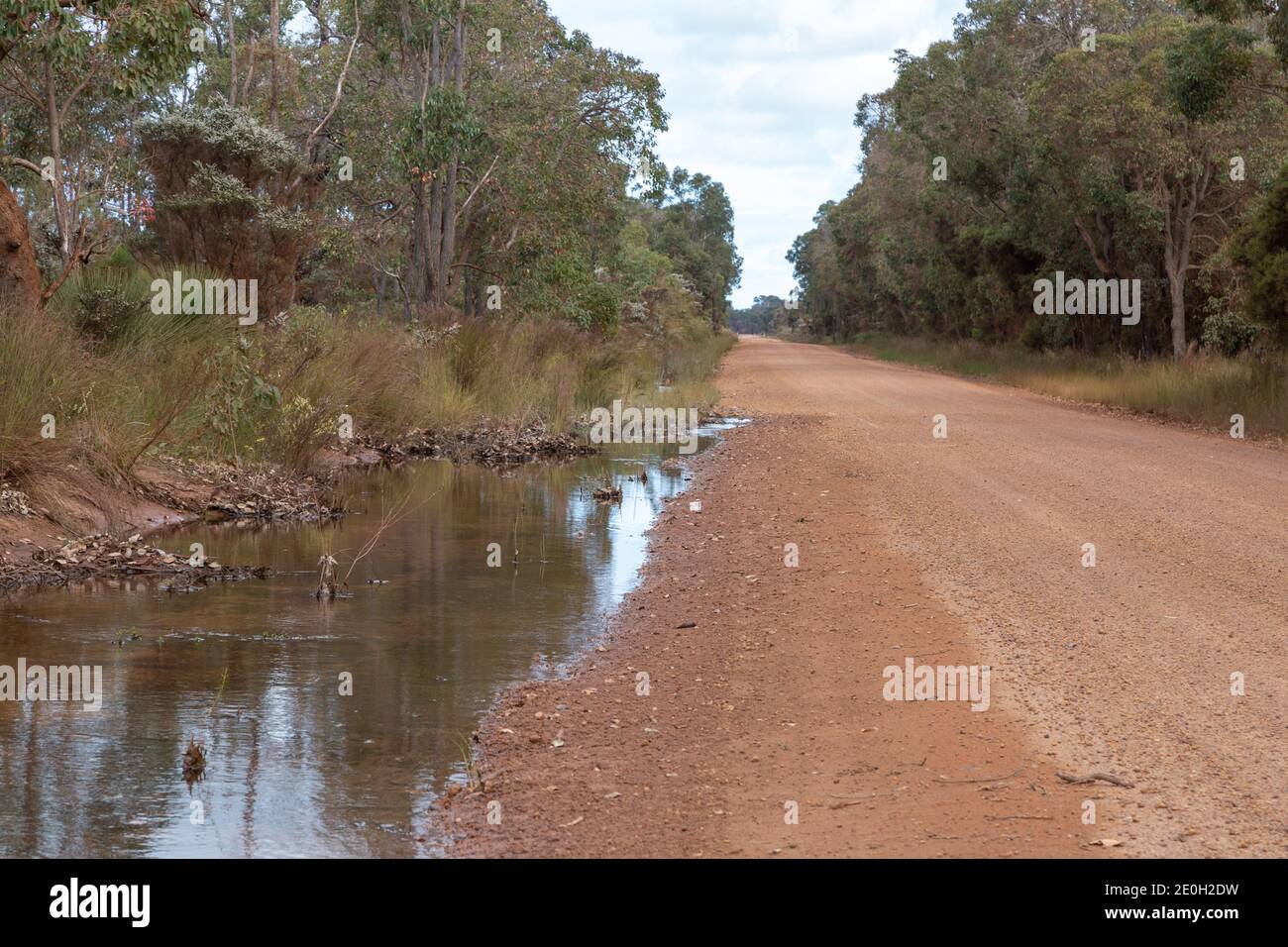 Une route poussiéreuse Gravel Road à l'est d'Augusta en Australie occidentale Banque D'Images