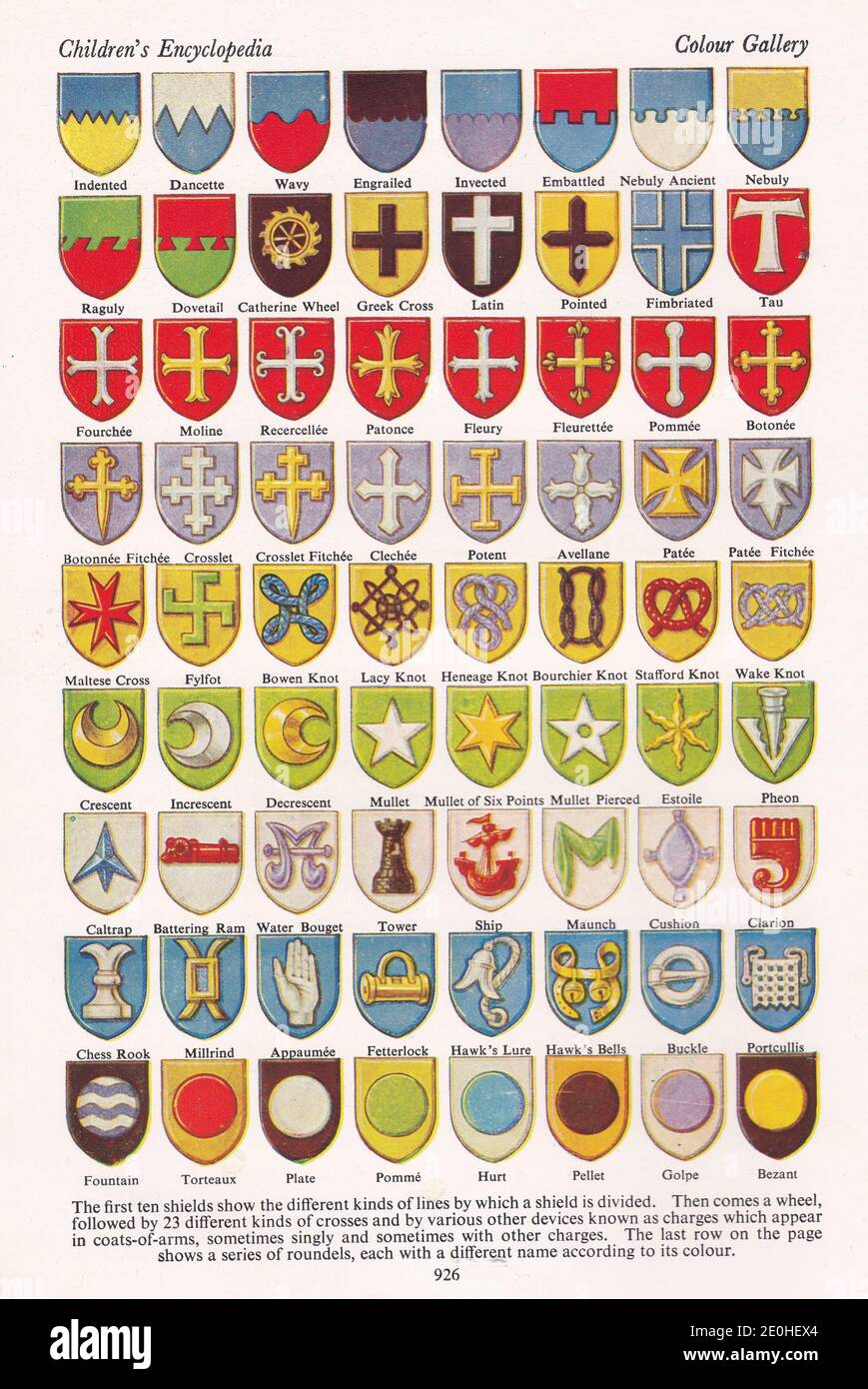 Histoire de Heraldry en images - Shields, Ordinaires, teintures et Coats d'armes. Banque D'Images
