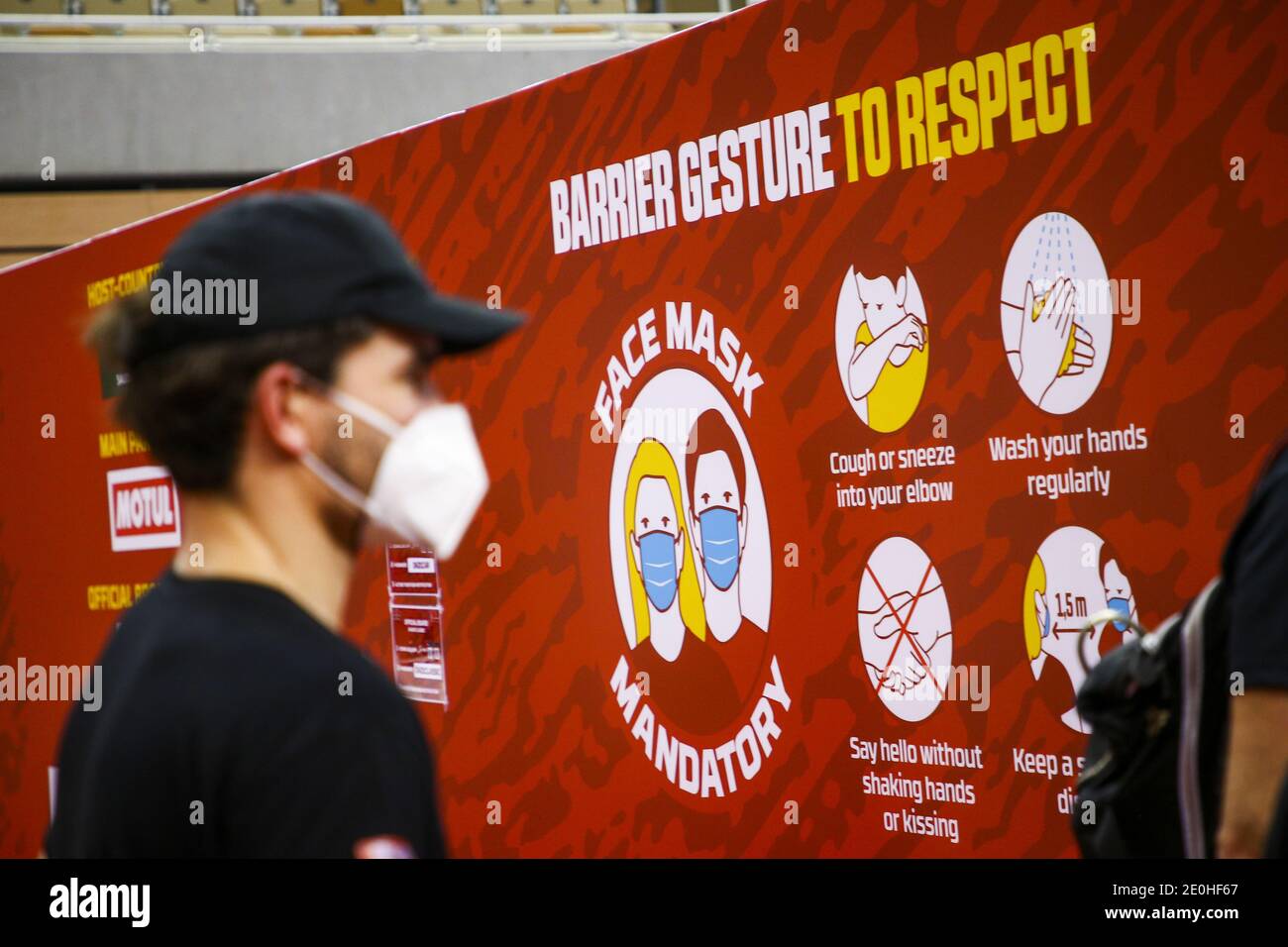 Djeddah, Arabie Saoudite. 1er janvier 2021. Mouvement de barrière au respect Covid lors de l'2021as inspection administrative et technique de Dakar à Djeddah, Arabie Saoudite du 1er au 2 janvier 2021 - photo Julien Delfosse / DPPI / LM crédit: Gruppo Editoriale LiveMedia/Alamy Live News Banque D'Images