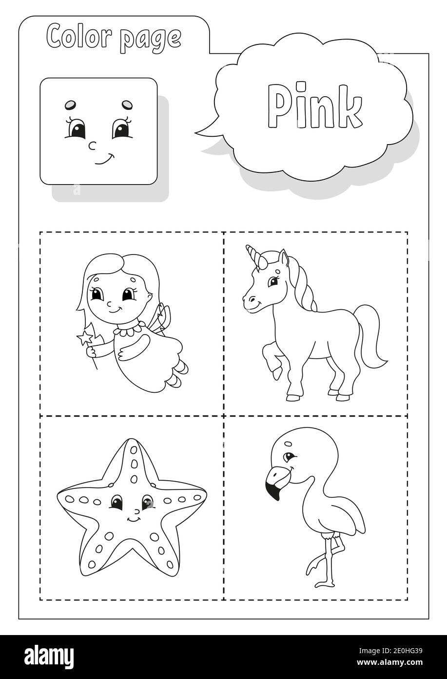 Livre de coloriage. Apprentissage des couleurs. Images couleur. Flashcard pour enfants. Personnages de dessin animé. Jeu d'images pour les présélectionneurs. Feuille de travail sur la formation. Vecteur illu Illustration de Vecteur