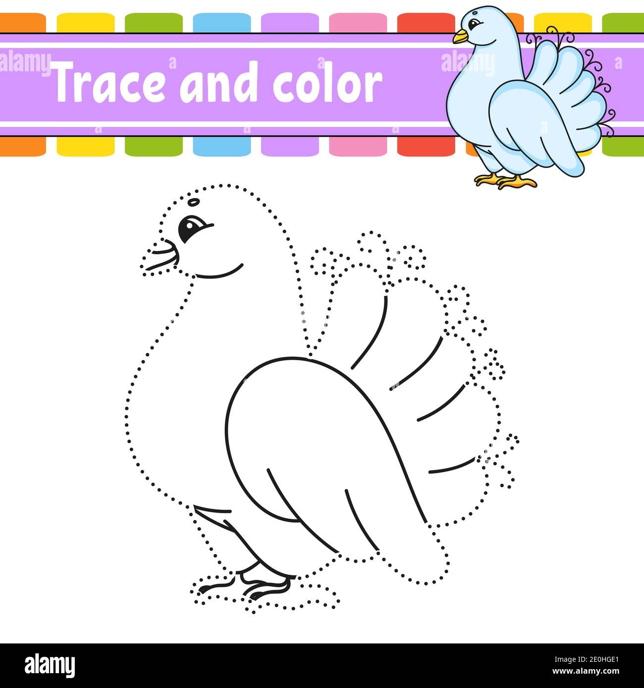 Tracé et couleur. Page de coloriage pour enfants. Pratique de l'écriture manuscrite. Feuille de travail de développement de l'éducation. Page activité. Jeu pour les tout-petits. Vecteur isolé Illustration de Vecteur