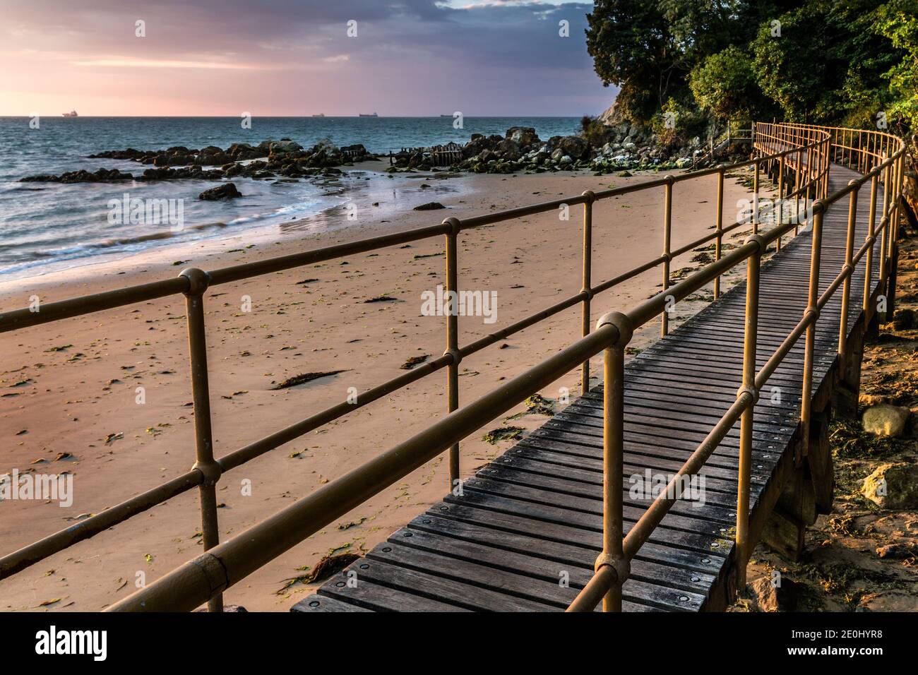 Passerelle à Seagrove Bay, île de Wight, Angleterre, Royaume-Uni Banque D'Images