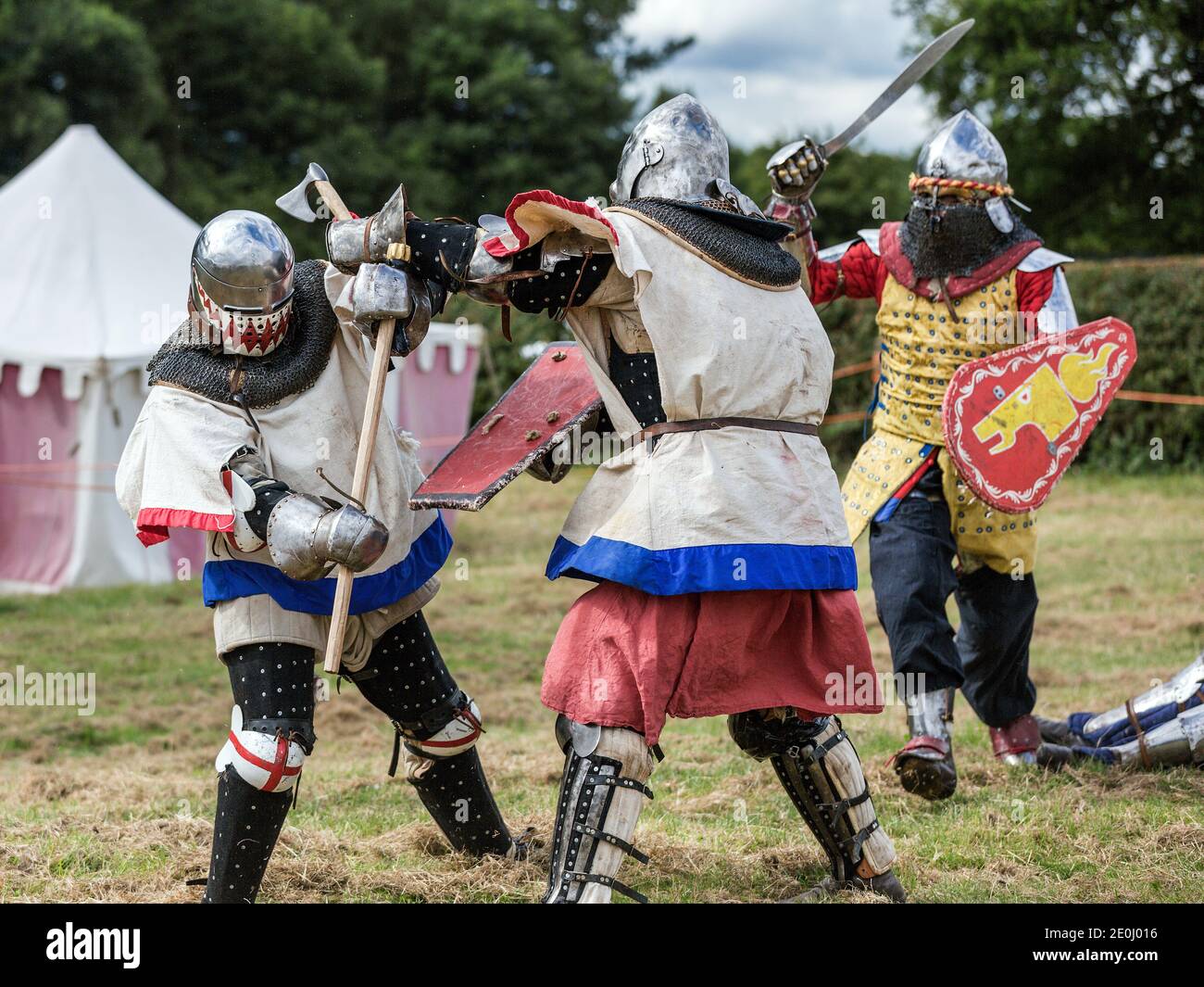 Les guerres de la Fédération des Roses reconstitution de la bataille de Bosworth au champ de bataille de Bosworth Leicestershire Angleterre Royaume-Uni Banque D'Images