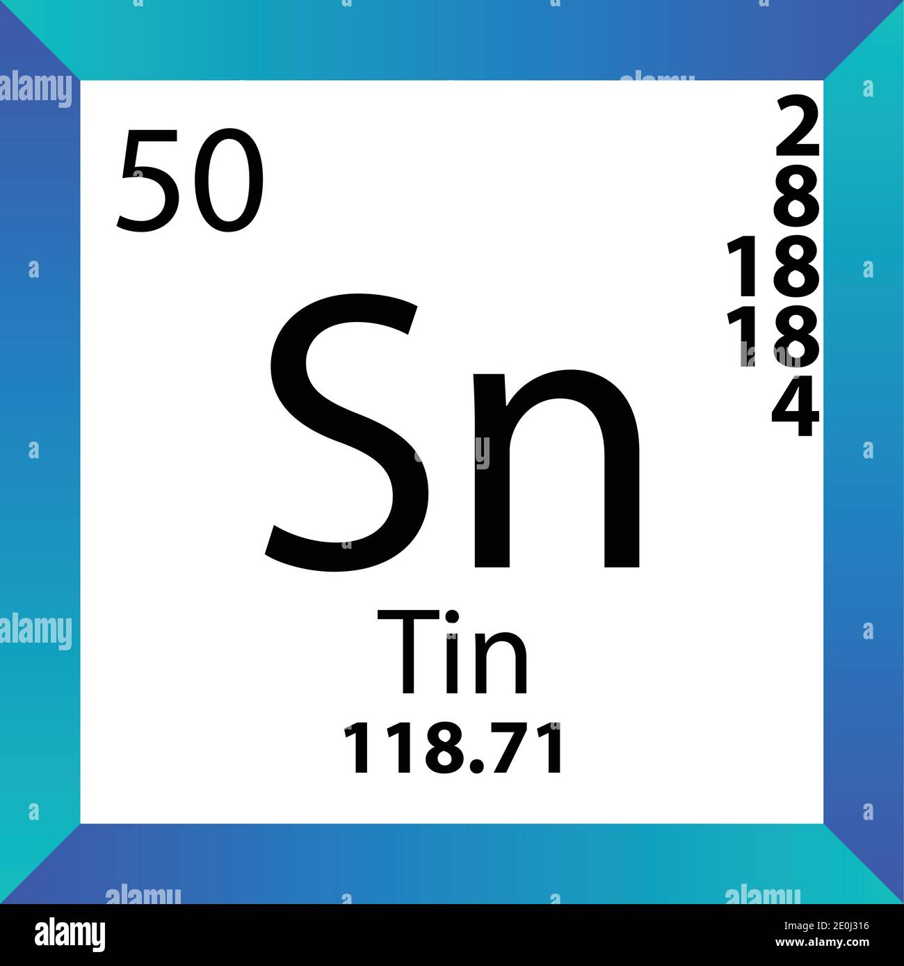 SN Tin Chemical Element Tableau périodique. Illustration à vecteur