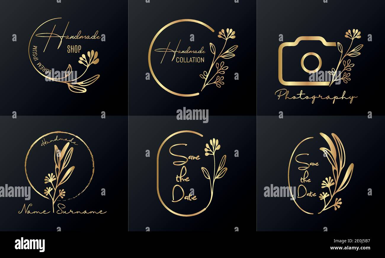 Collection de logos féminins modèle Premium Vector. Ensemble de logos floraux de luxe. Illustration de Vecteur