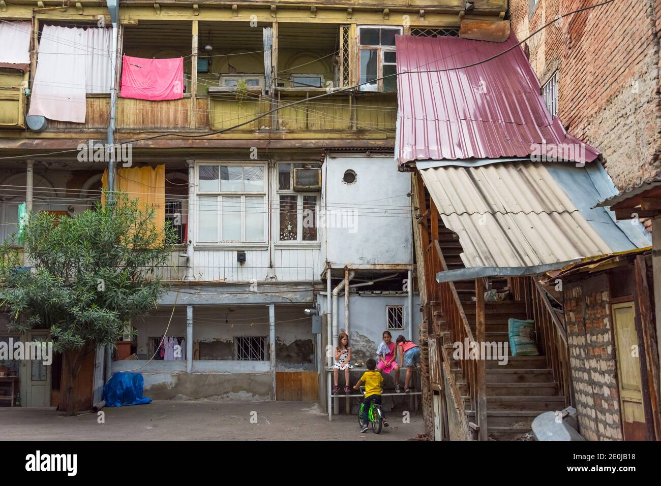 Ancienne maison dans la vieille ville, Tbilissi, Géorgie Banque D'Images