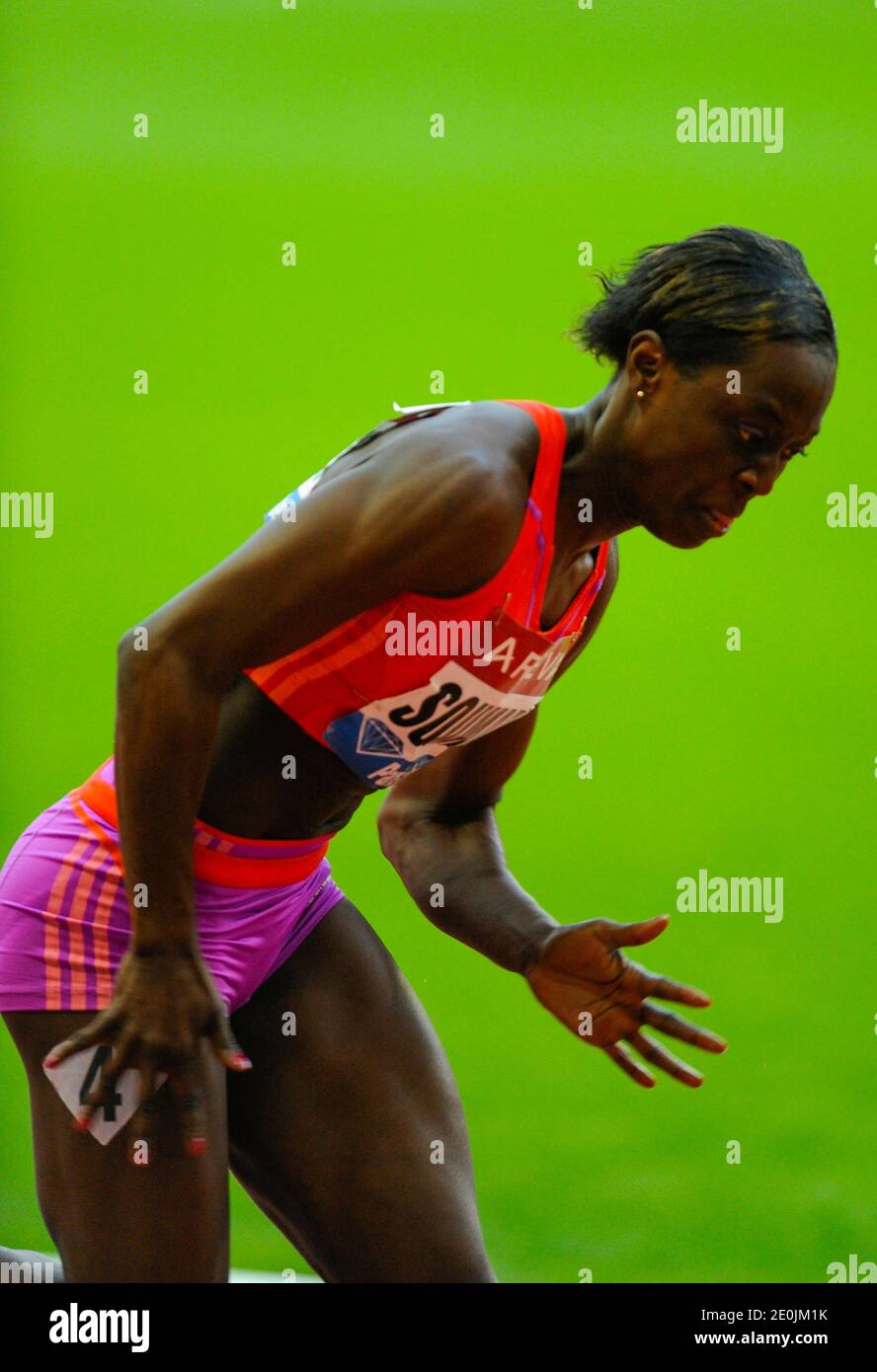 Myriam Soumare en France dans l'événement Femme 200 mètres de l'Areva Athletics Meeting 2012 au Stade de France à Saint-Denis près de Paris, France, le 6 juillet 2012. Photo de Henri Szwarc/ABACAPRESS.COM Banque D'Images