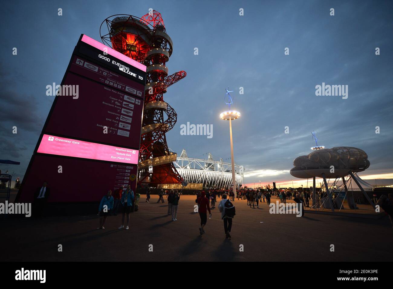 Atmosphère dans le parc olympique lors des Jeux Olympiques de Londres de 2012, le 30 juillet 2012. Photo de Gouhier-Guibbbbaud-JMP/ABACAPRESS.COM Banque D'Images