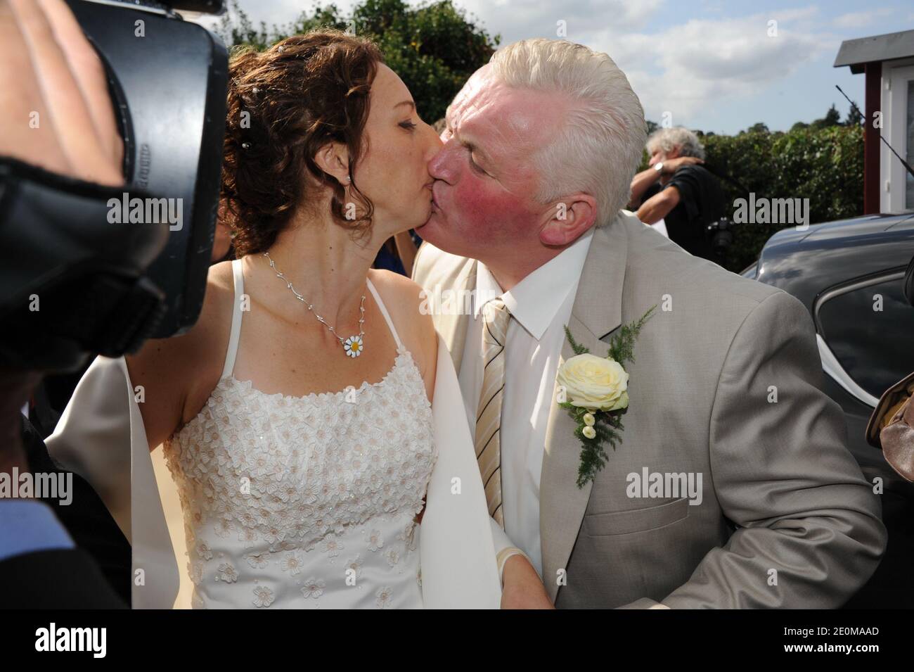Annie, Thierry Olive assistant au mariage de Thierry Olive et Annie (l'amour est dans le pré 7) à Ver, France, le 15 septembre 2012. Photo de Wyters/Marechal/ABACAPRESS.COM Banque D'Images