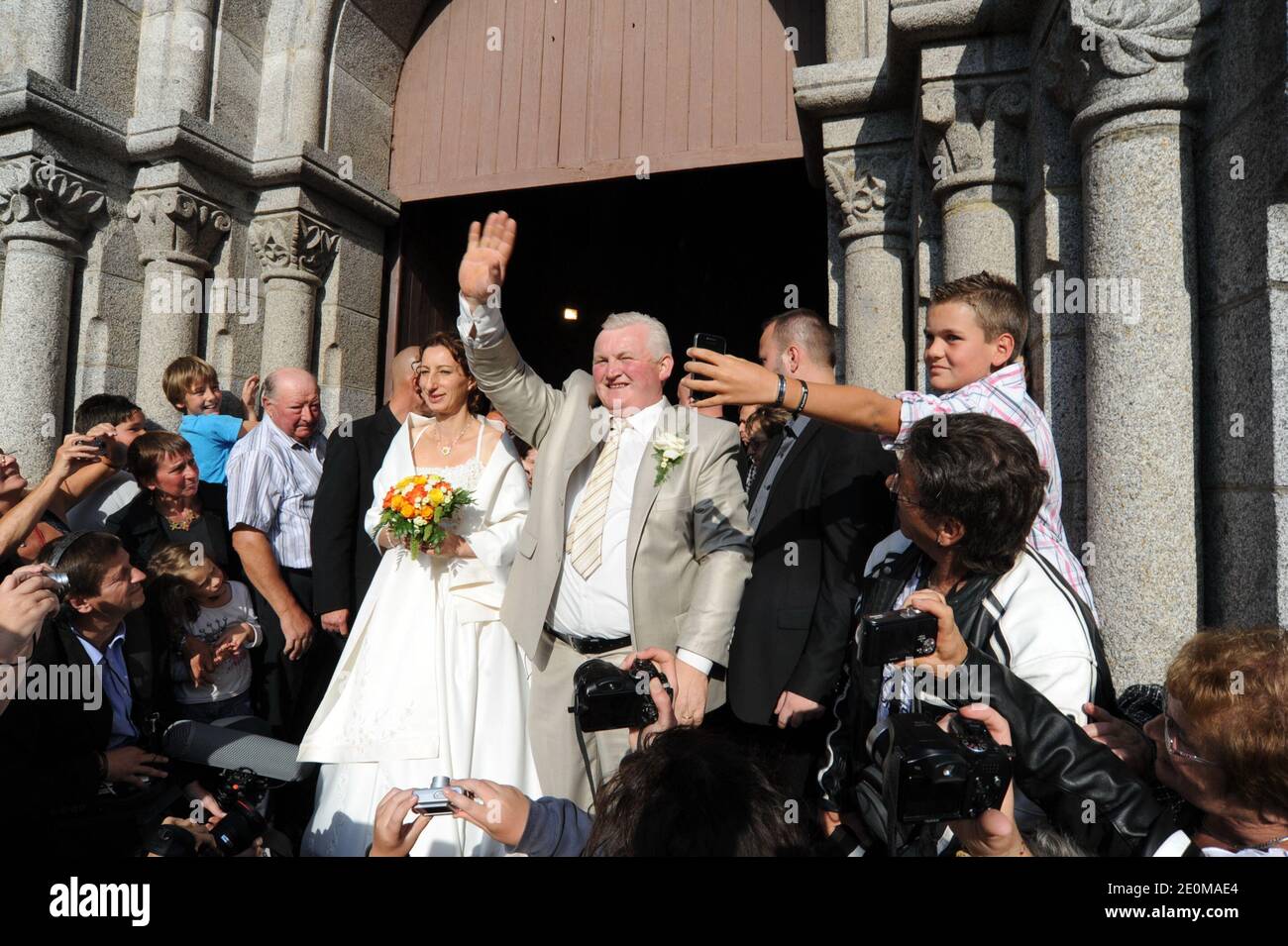 Thierry Olive et Annie (l'amour est dans le pré 7) mariage à Gavray, France, le 15 septembre 2012. Photo de Wyters/Marechal/ABACAPRESS.COM Banque D'Images