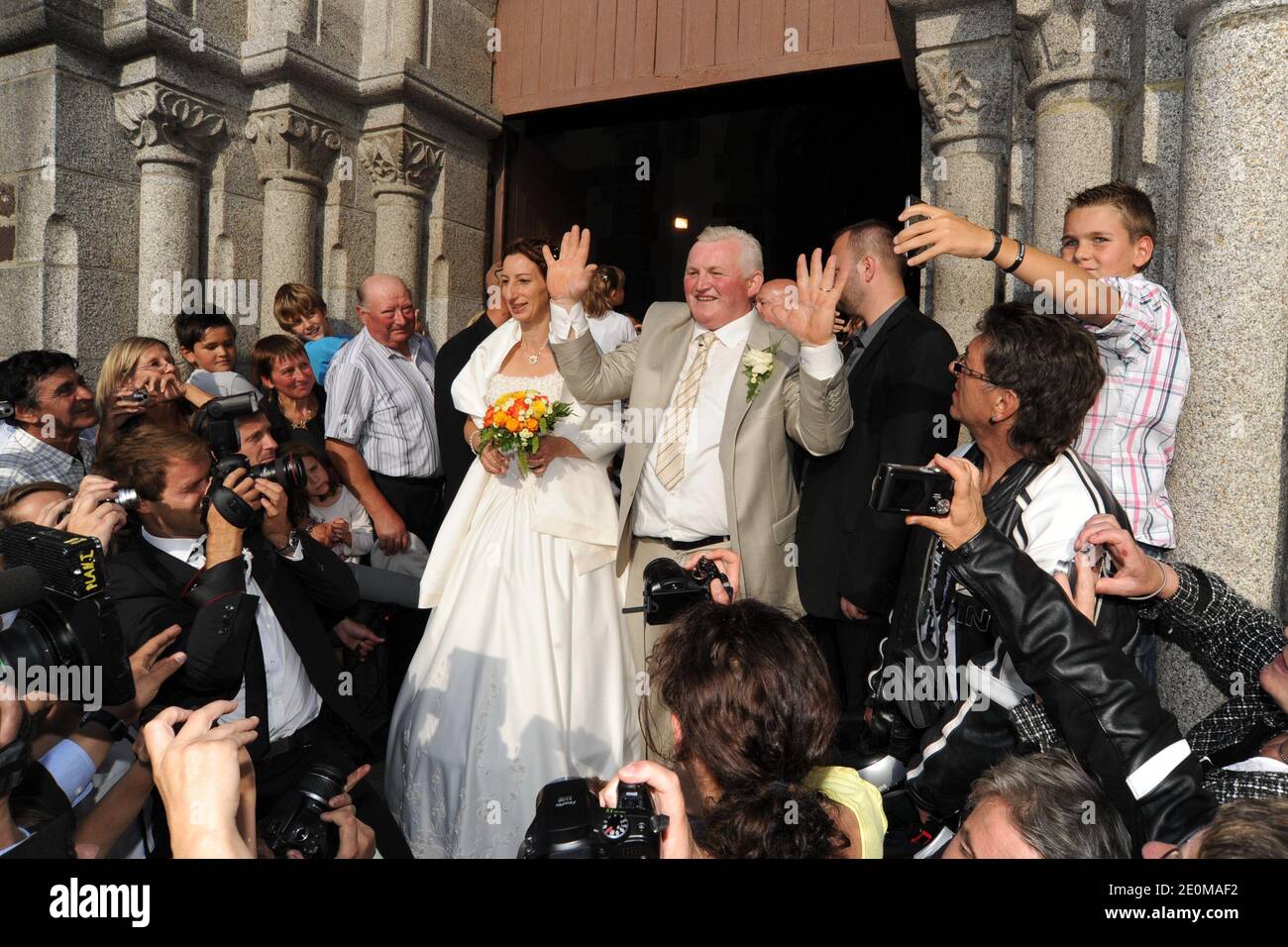 Thierry Olive et Annie (l'amour est dans le pré 7) mariage à Gavray, France, le 15 septembre 2012. Photo de Wyters/Marechal/ABACAPRESS.COM Banque D'Images