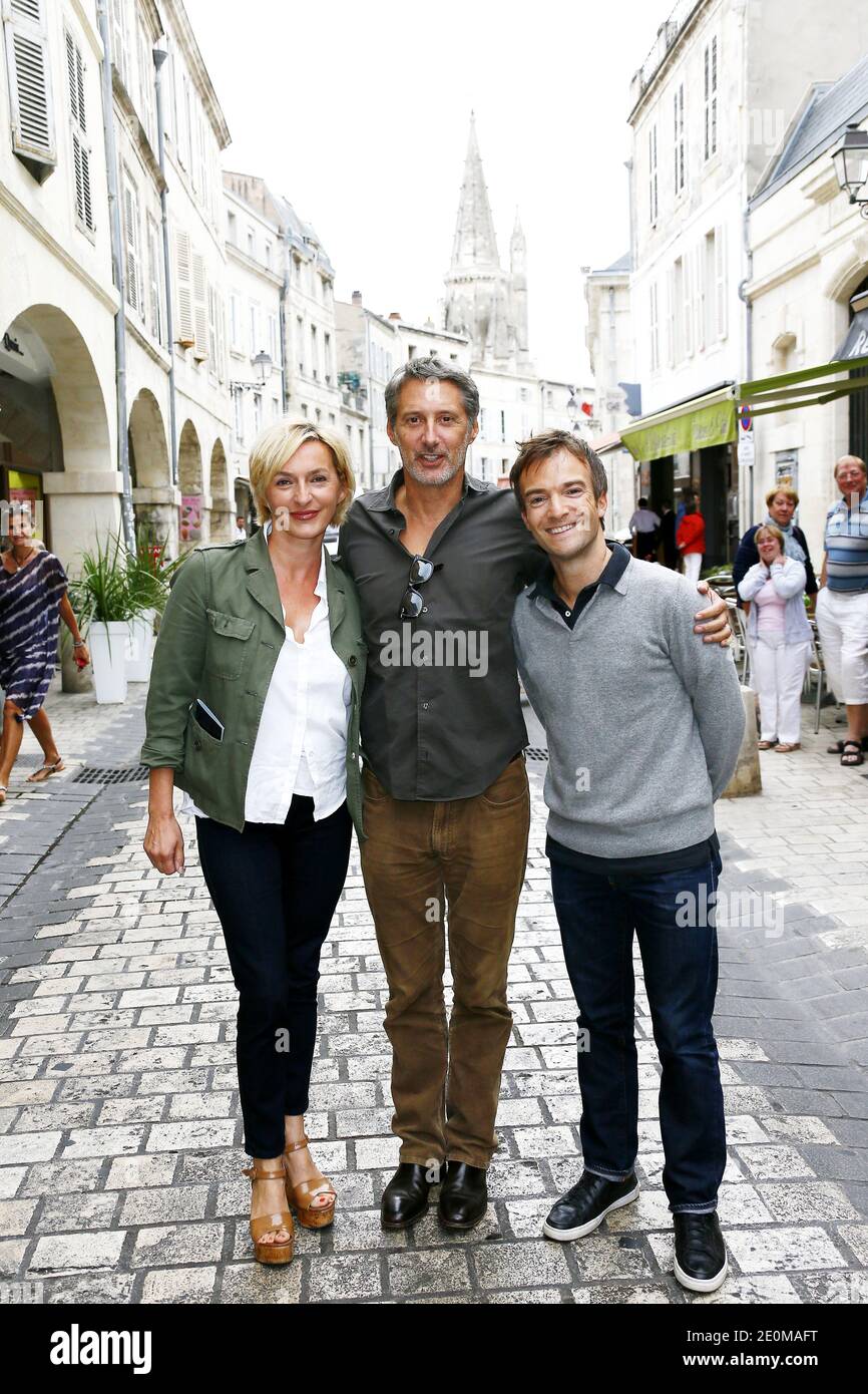 Antoine de Caunes, Jonathan Lambert et Sophie Mounicot participant au 14ème Festival de la fiction télévisée à la Rochelle, France, le 14 septembre 2012. Photo de Patrick Bernard/ABACAPRESS.COM Banque D'Images