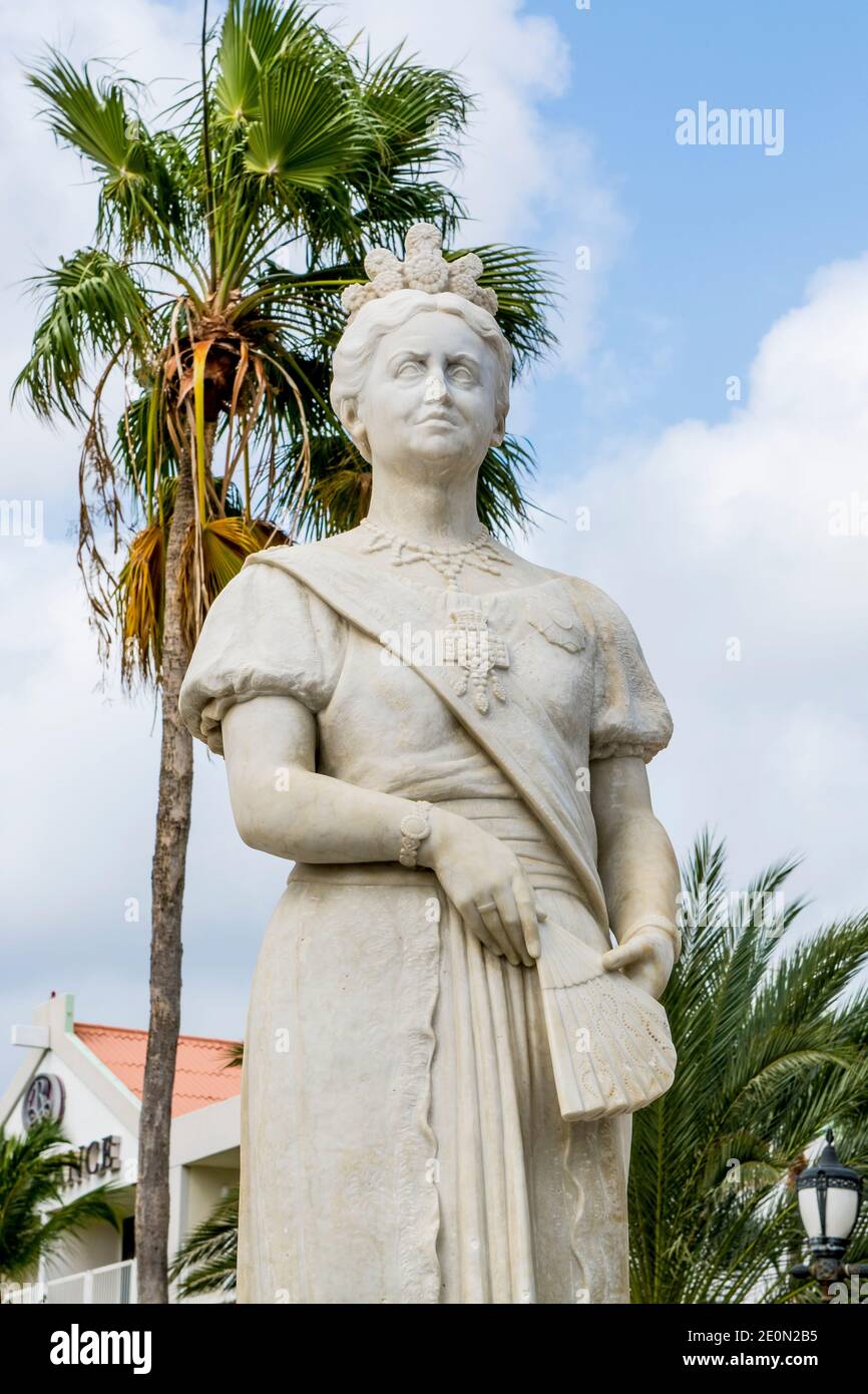 Monument de la statue de la reine Wilhelmina, Oranjestad, Aruba Banque D'Images