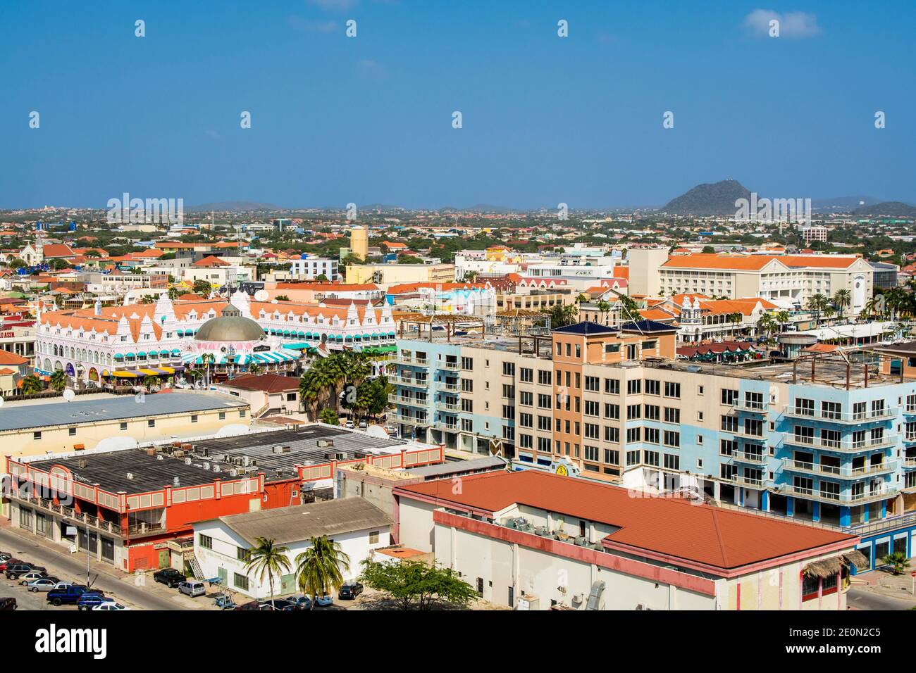 Vue aérienne d'Oranjestad, Aruba. Banque D'Images