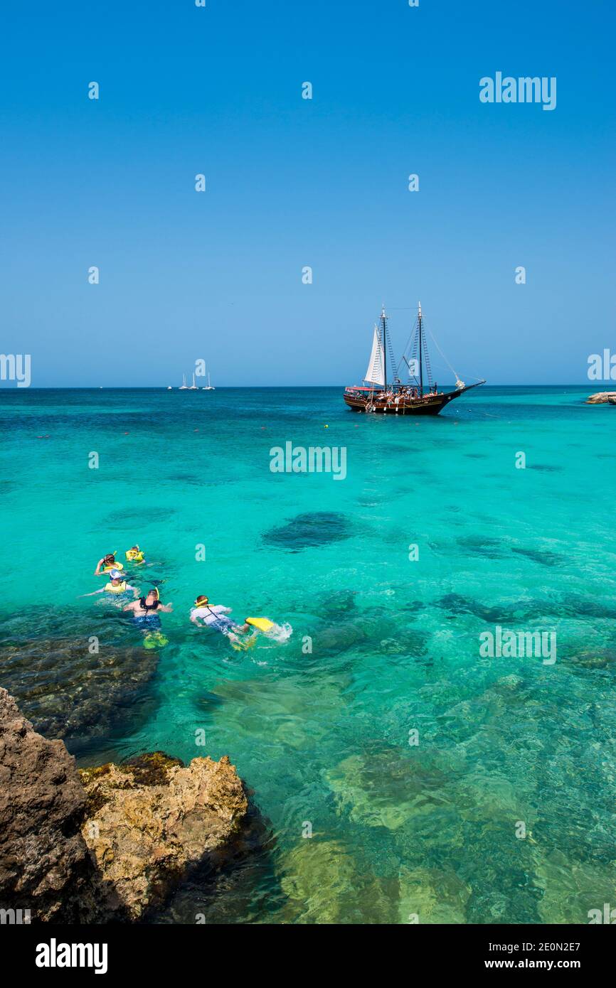 Plongée libre au large de la plage de Malmok, Aruba. Banque D'Images
