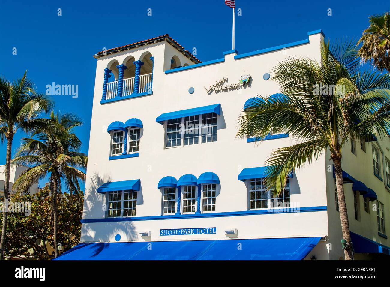 Architecture Art Deco Shore Park Hotel dans le quartier de South Beach, Miami, Floride. Banque D'Images
