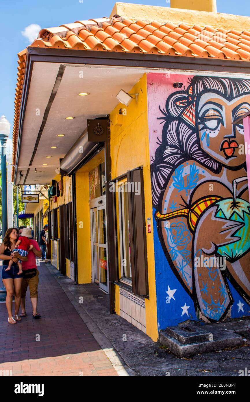 Peintures murales, Little Havana est le quartier cubain de Miami, Miami, Floride. Banque D'Images