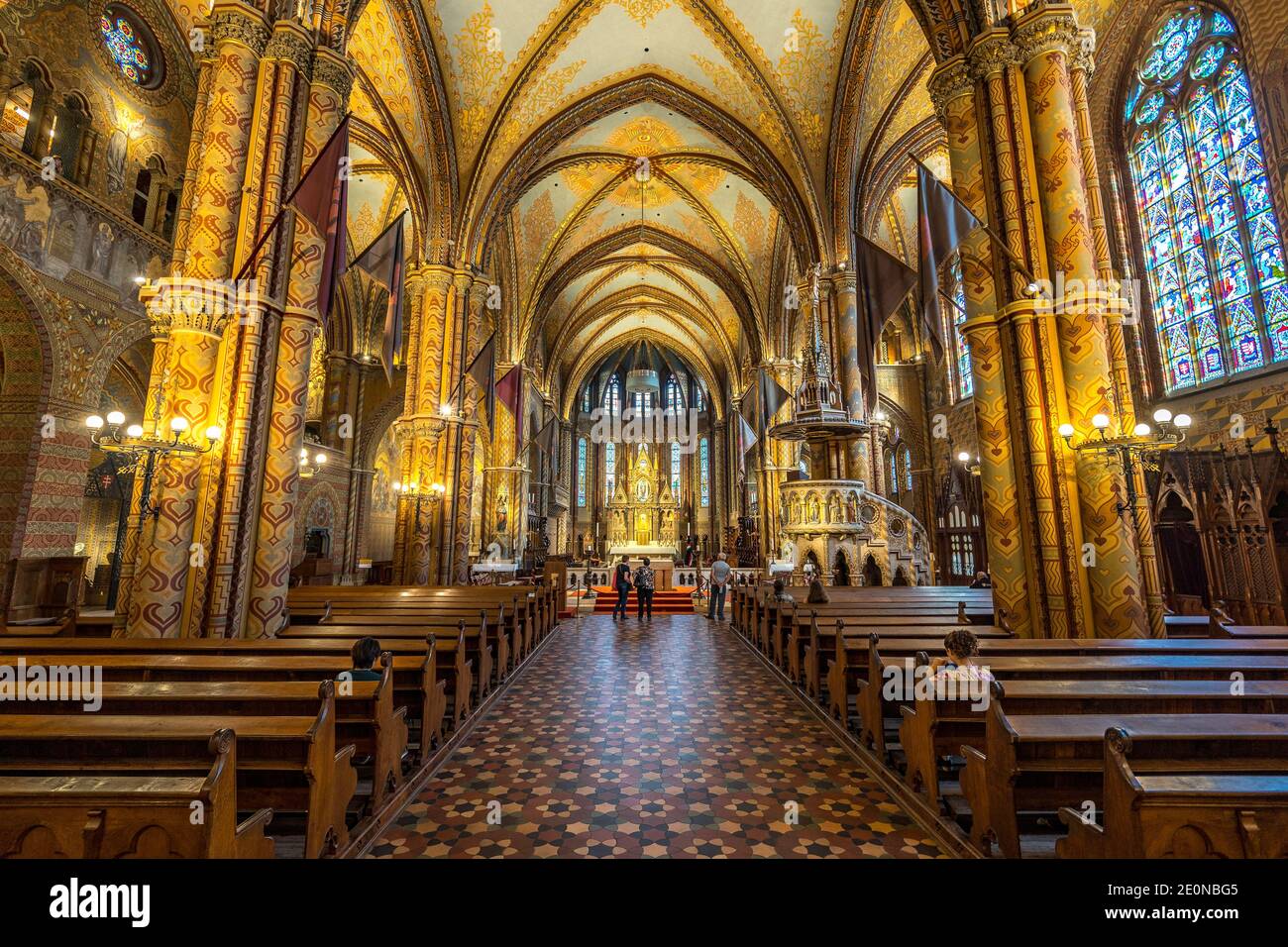 Budapest, Hongrie - à l'intérieur de l'église Matthias Banque D'Images