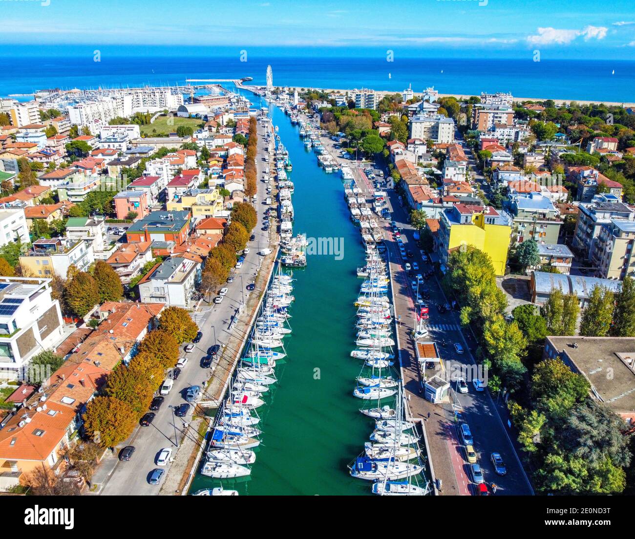 Vue aérienne de la ville de Rimini, Émilie-Romagne, Italie Banque D'Images