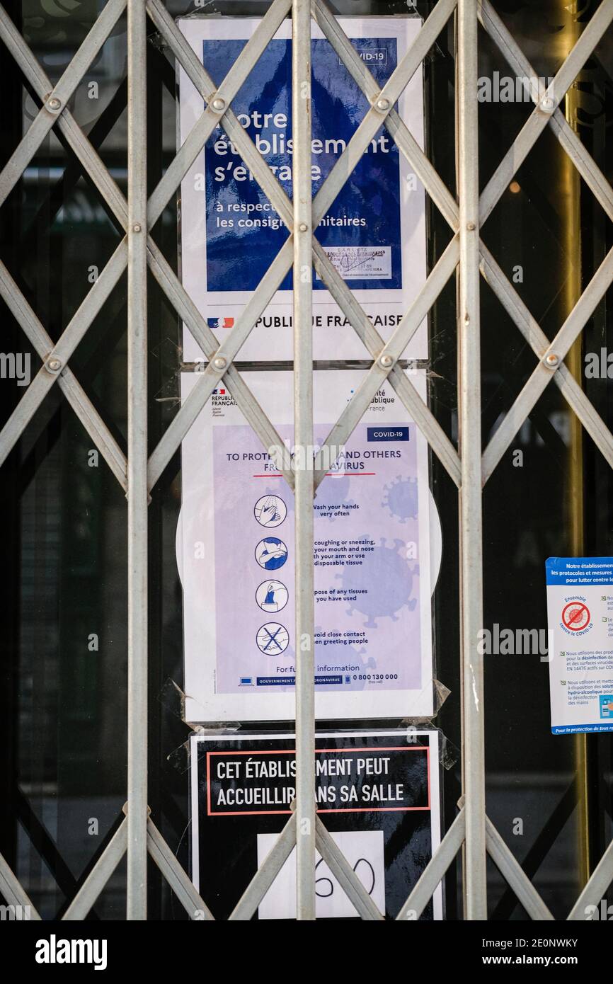 Lyon (France), le 30 décembre 2020. Les bars et les restaurants sont fermés depuis plusieurs mois en raison de la crise sanitaire de 19. L'État a annoncé le 25 Banque D'Images