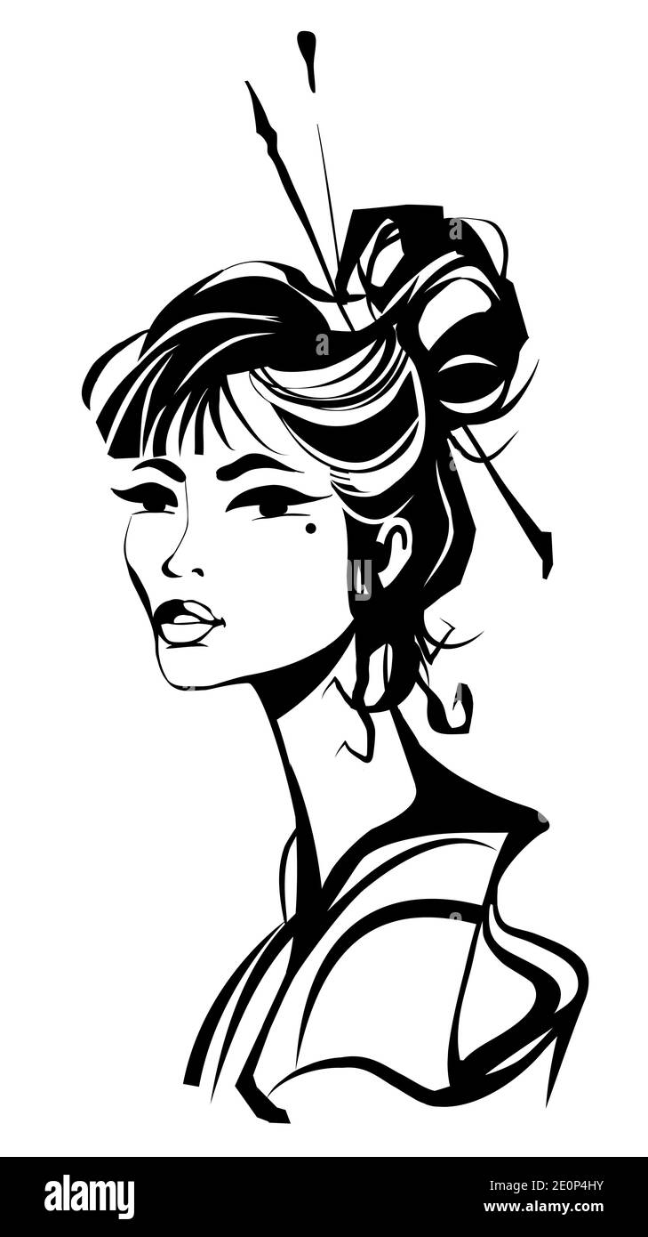 Représentation du logo d'une fille japonaise - illustration vectorielle Illustration de Vecteur