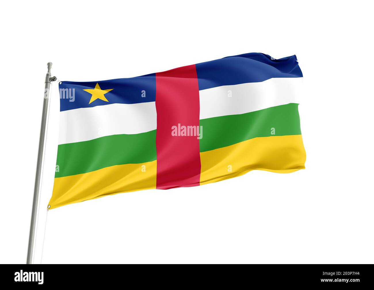 République centrafricaine. Drapeau national sur fond blanc Banque D'Images