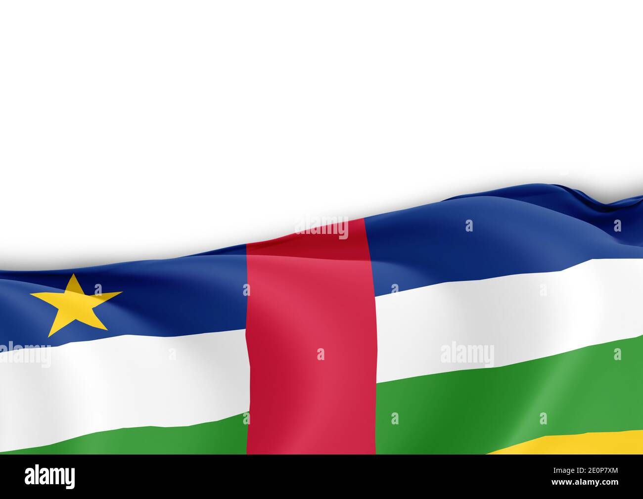 République centrafricaine. Drapeau national sur fond blanc Banque D'Images