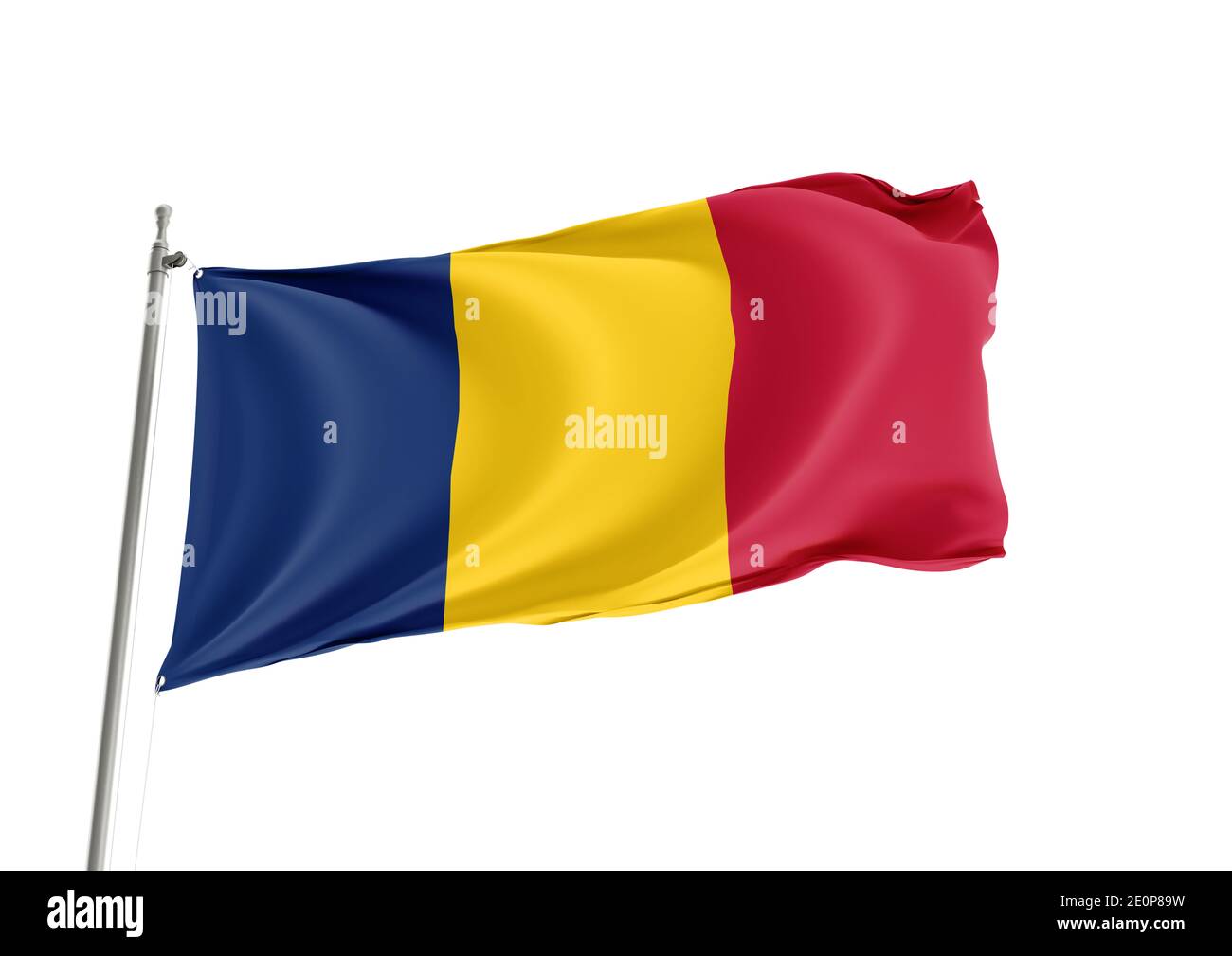 Drapeau national du Tchad sur fond blanc Banque D'Images