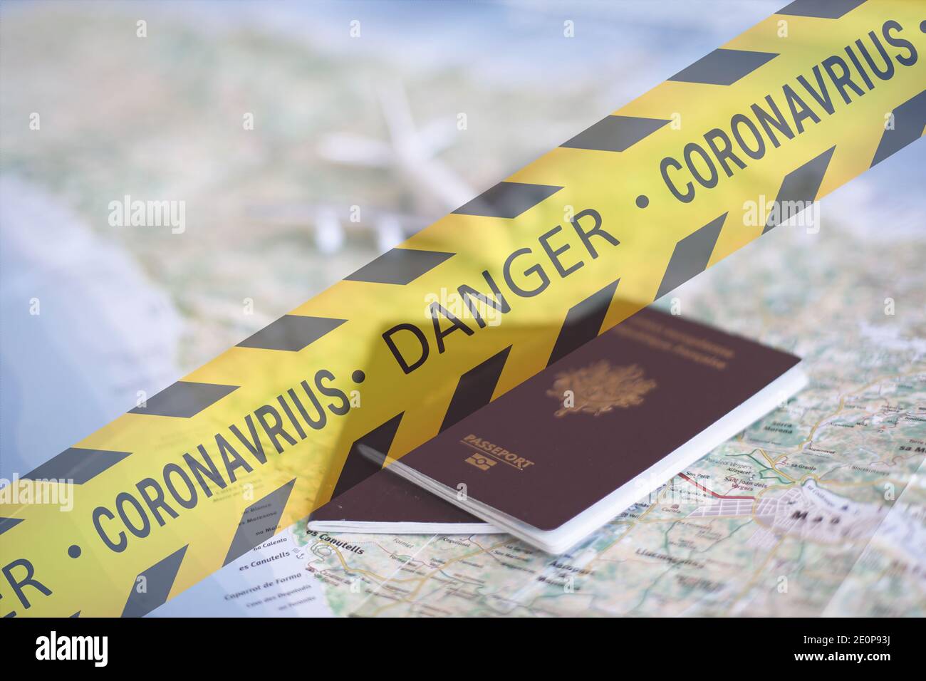 Voyage touristique danger avec le coronavirus, danger de voyage concept voyage risqué en raison du coronavirus Banque D'Images