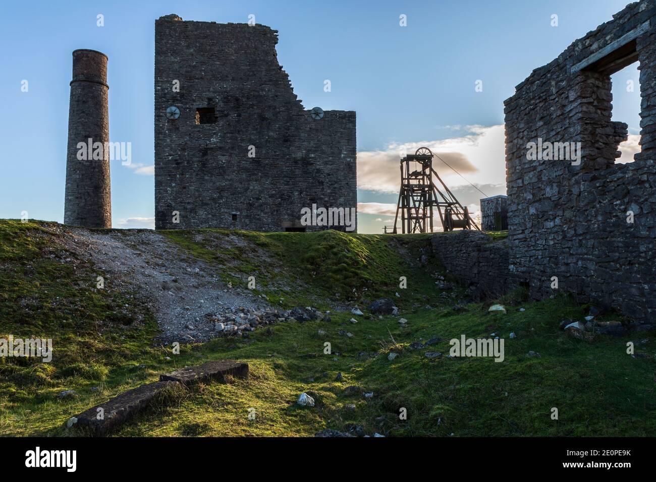 Une ancienne mine de plomb - Magpie Mine - à Sheldon dans le parc national de Peak District, dans le Derbyshire Banque D'Images