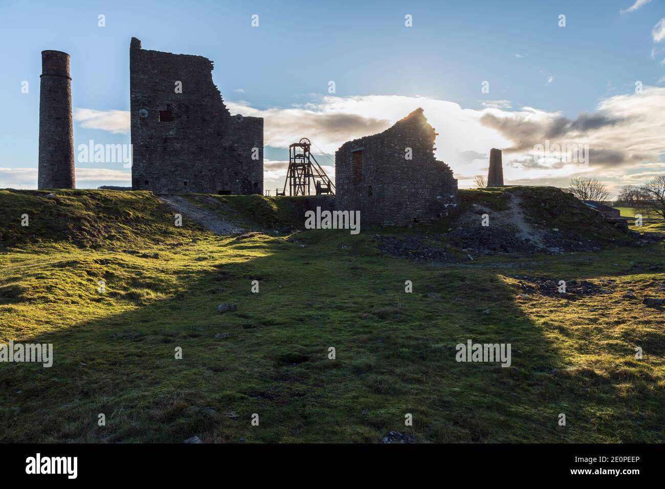 Une ancienne mine de plomb - Magpie Mine - à Sheldon dans le parc national de Peak District, dans le Derbyshire Banque D'Images