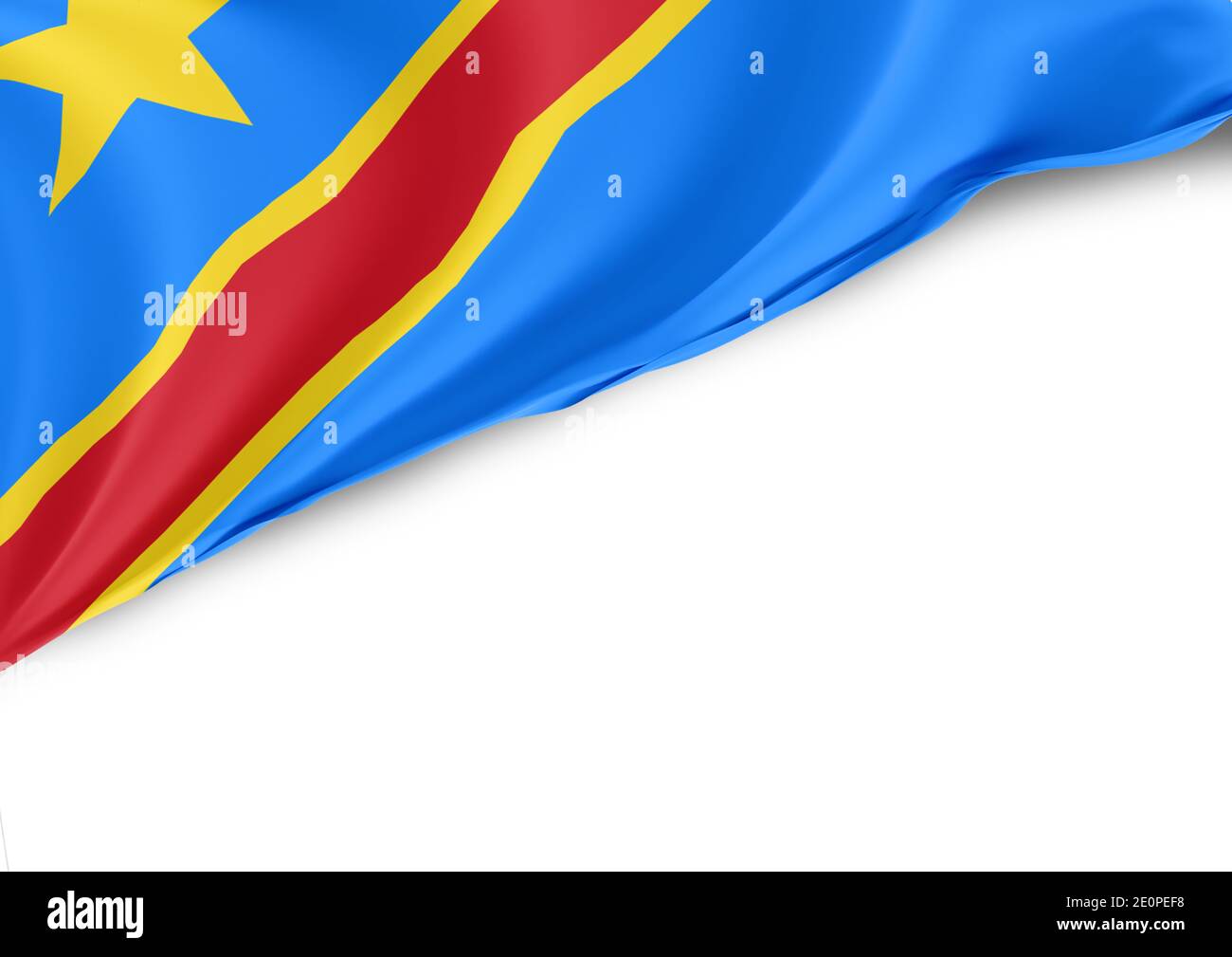 République démocratique du Congo drapeau national sur fond blanc Banque D'Images