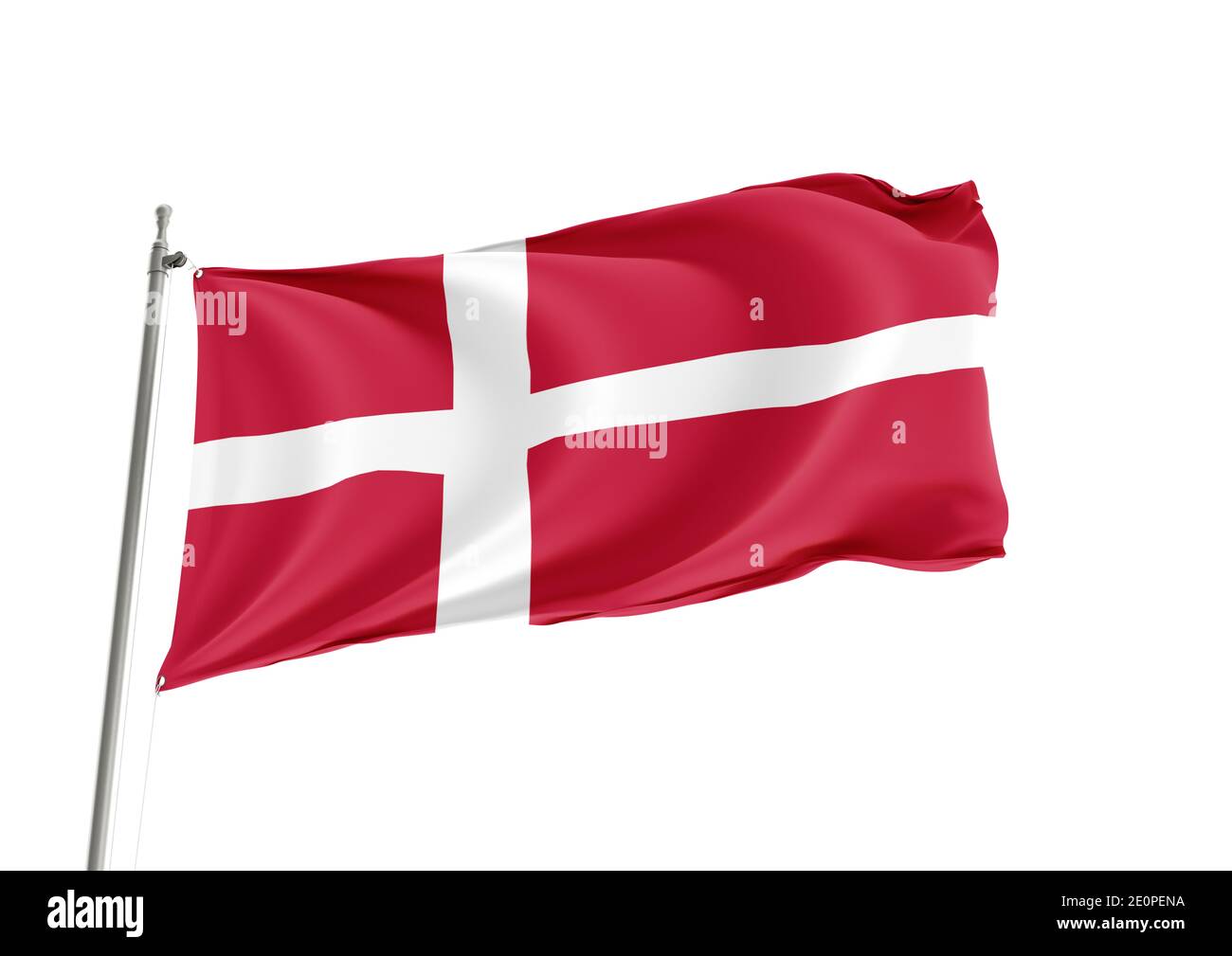 Danemark drapeau national sur fond blanc Banque D'Images