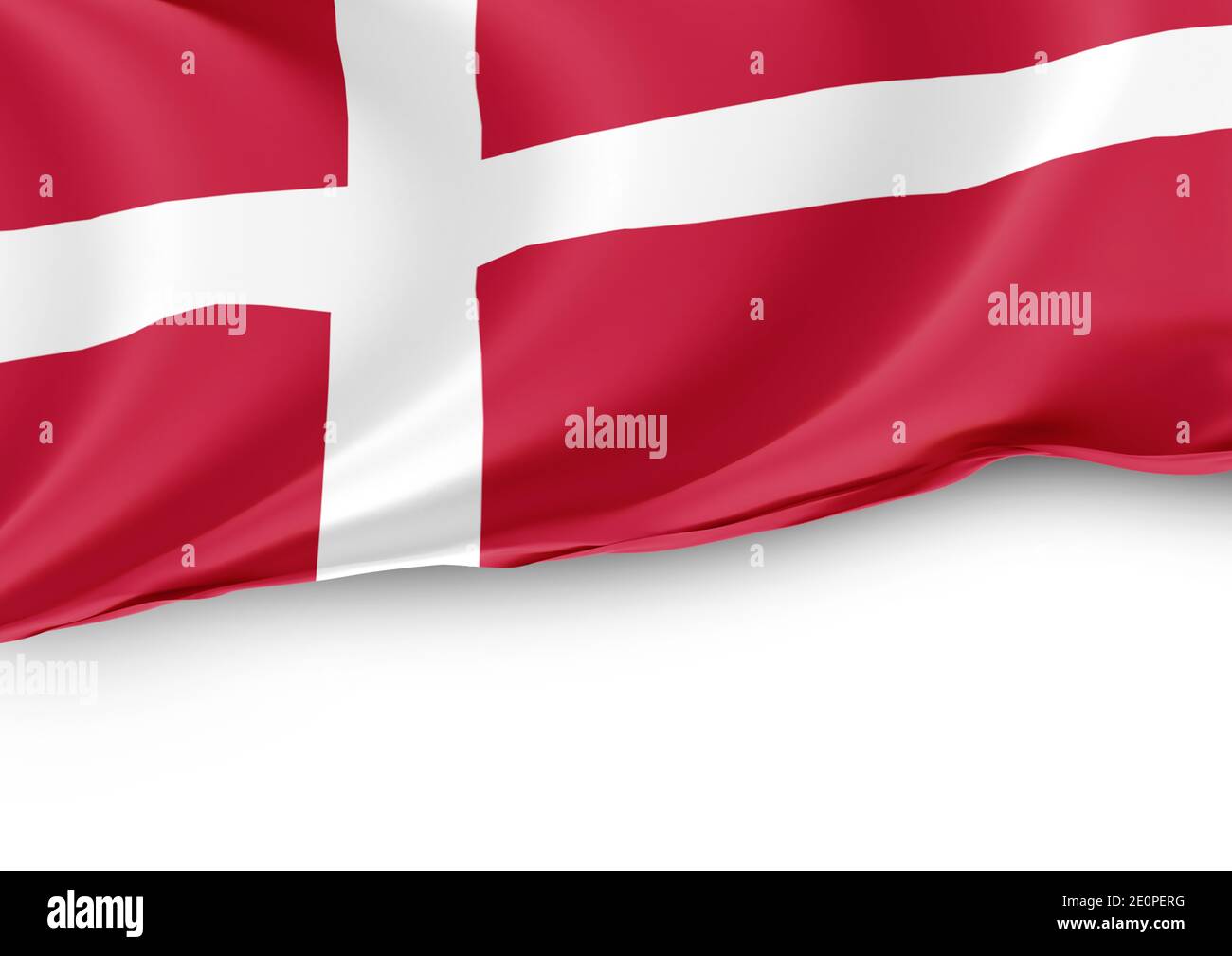Danemark drapeau national sur fond blanc Banque D'Images