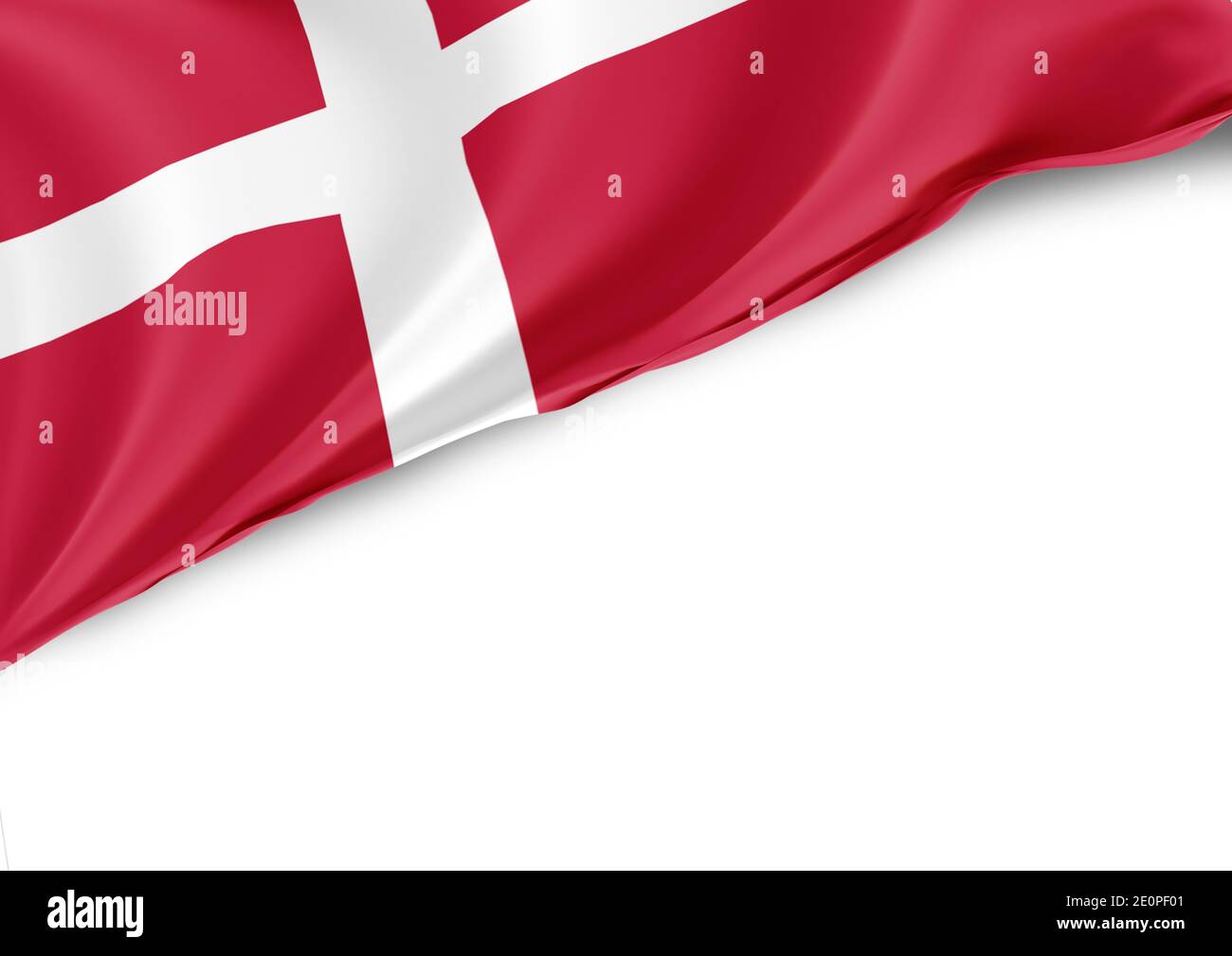 Danemark drapeau national sur fond blanc Banque D'Images